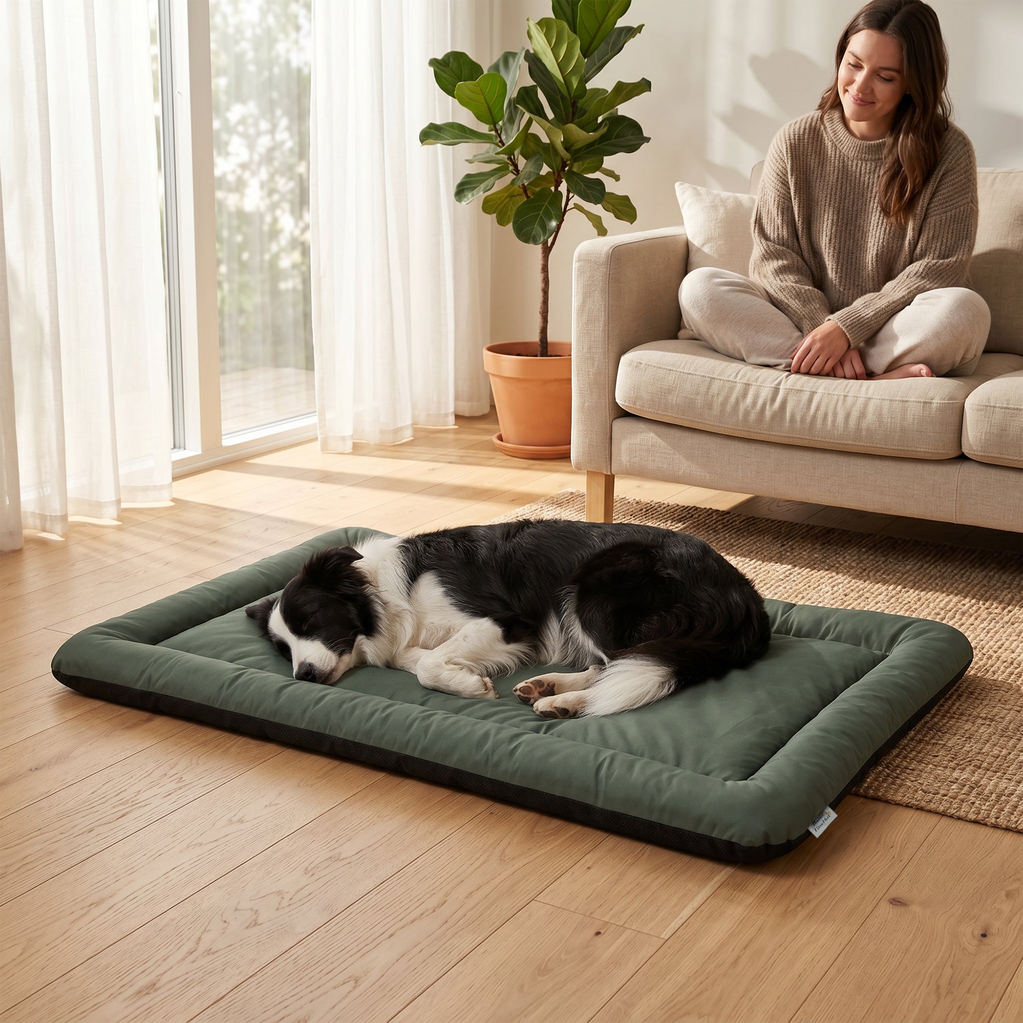 pawhut-matelas-pliable-imperm-able-pour-chien-130-x-85-x-7-cm-oxford-vert image 3