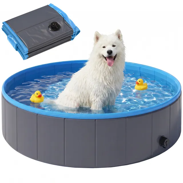pawhut-piscine-pliable-pour-chien-fond-antid-rapant-120-x-30-cm-avec-adaptateur- image 1