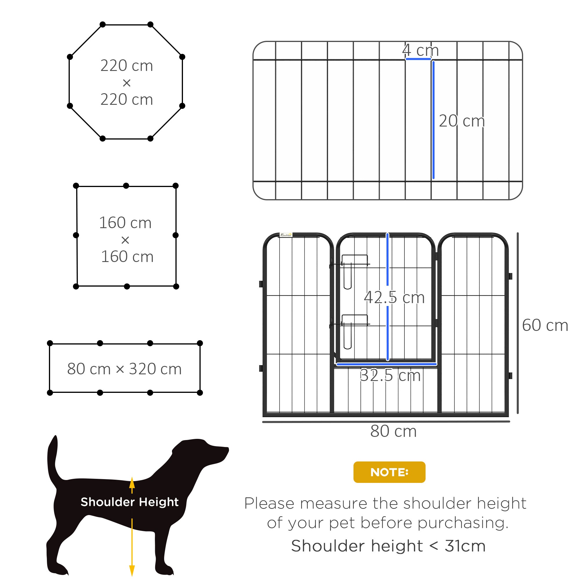 pawhut-enclos-pour-chiens-8-panneaux-60-cm-parc-modulable-int-rieur-ext-rieur-av image 5
