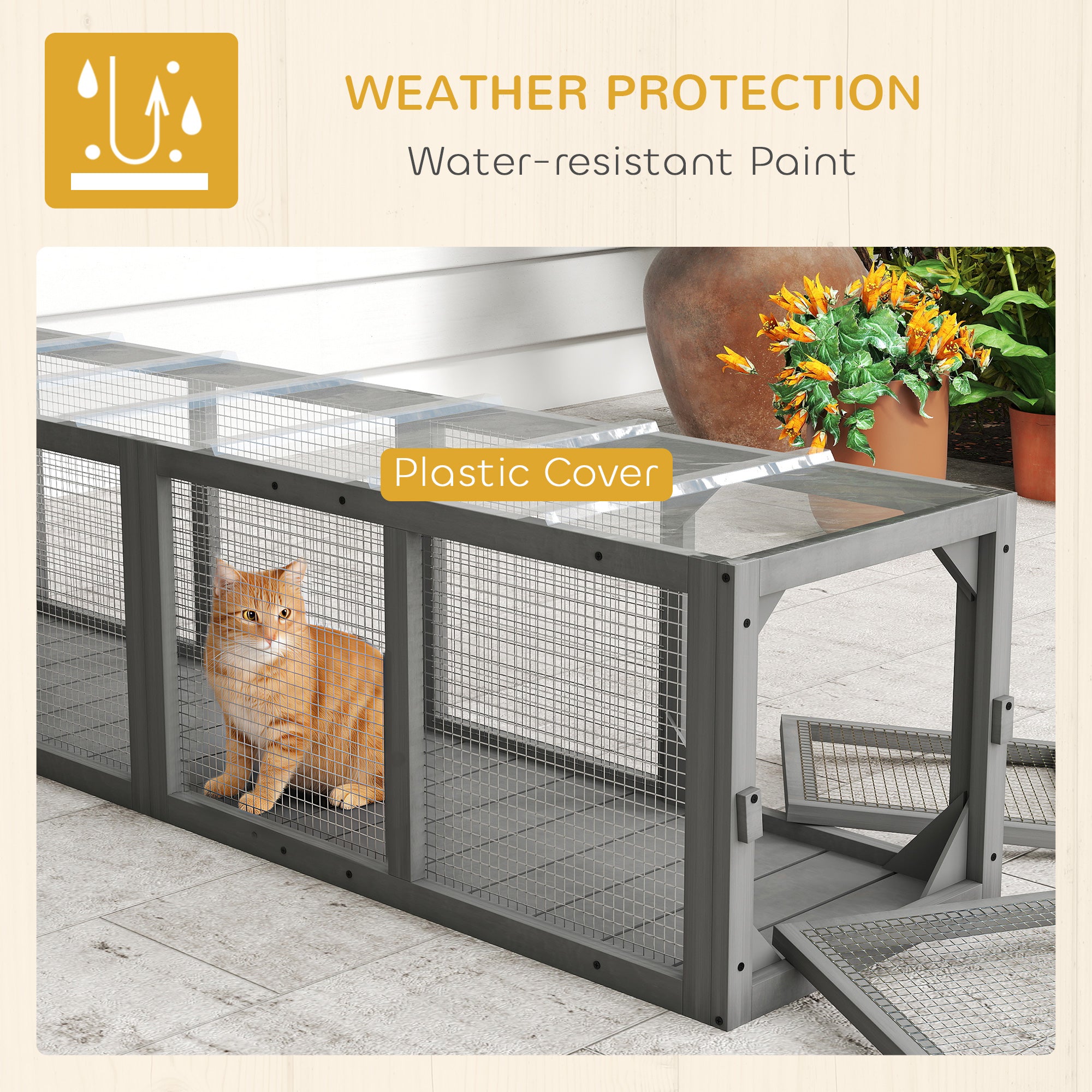 pawhut-tunnel-ext-rieur-chat-bois-modulaire-3-portes-gris image 7