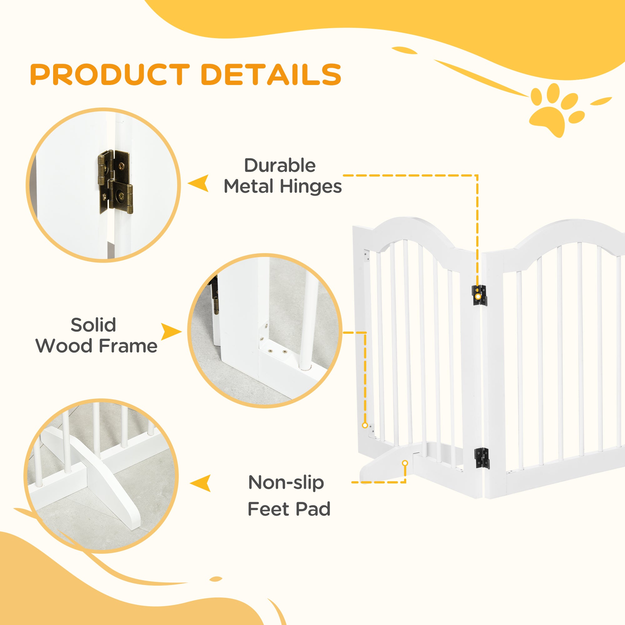 pawhut-barri-re-pour-animaux-autoportante-pliable-bois-blanc-155-cm image 8