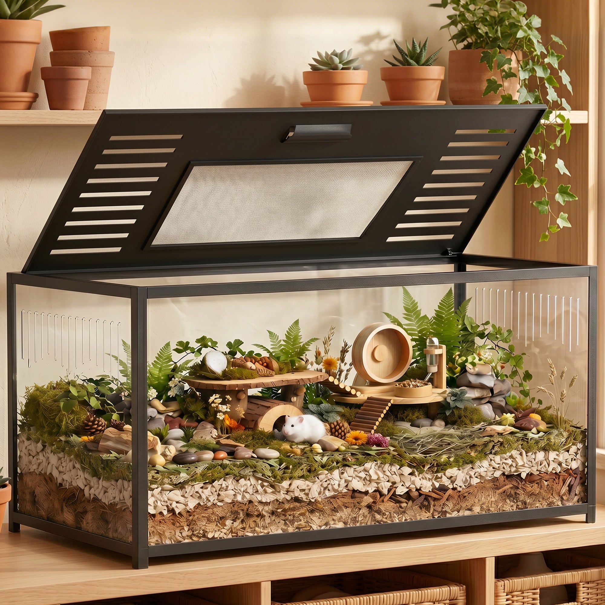 pawhut-cage-hamster-m-tal-100-x-50-x-52-5-cm-noire-anti-rongement image 3