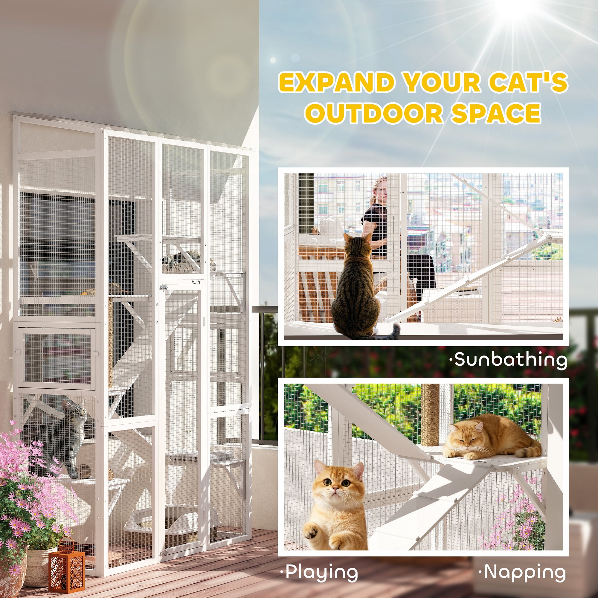 pawhut-grand-enclos-ext-rieur-chat-catio-6-plateformes-blanc image 6