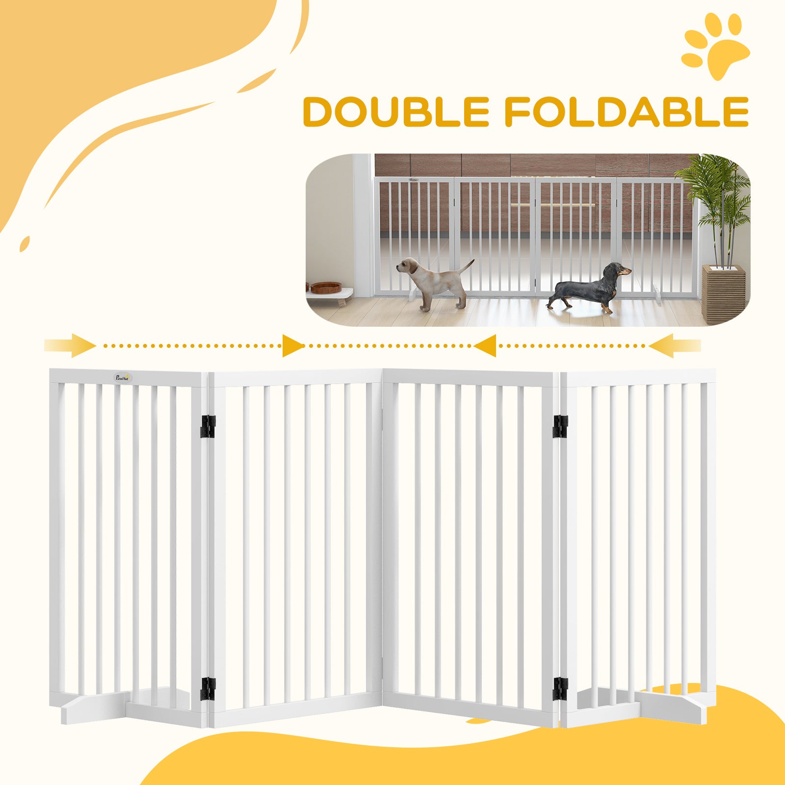 pawhut-barri-re-pour-chiens-4-panneaux-bois-pliable-blanc-autoportante image 7