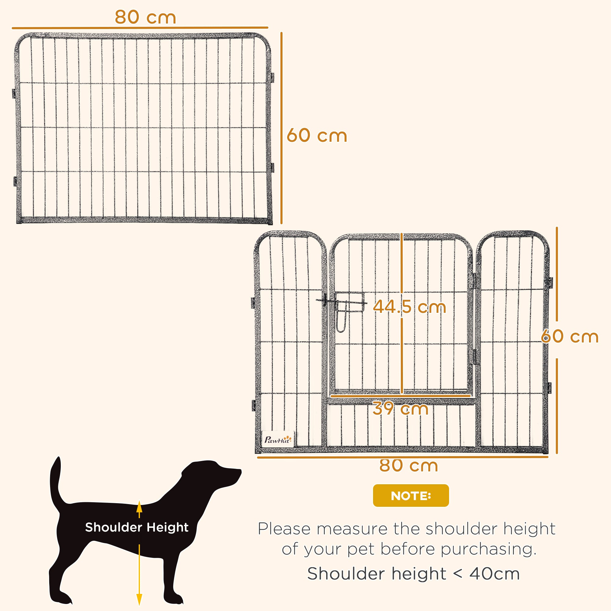 pawhut-parc-pour-chien-16-panneaux-m-tal-60-cm-haut-enclos-int-rieur-ext-rieur image 5