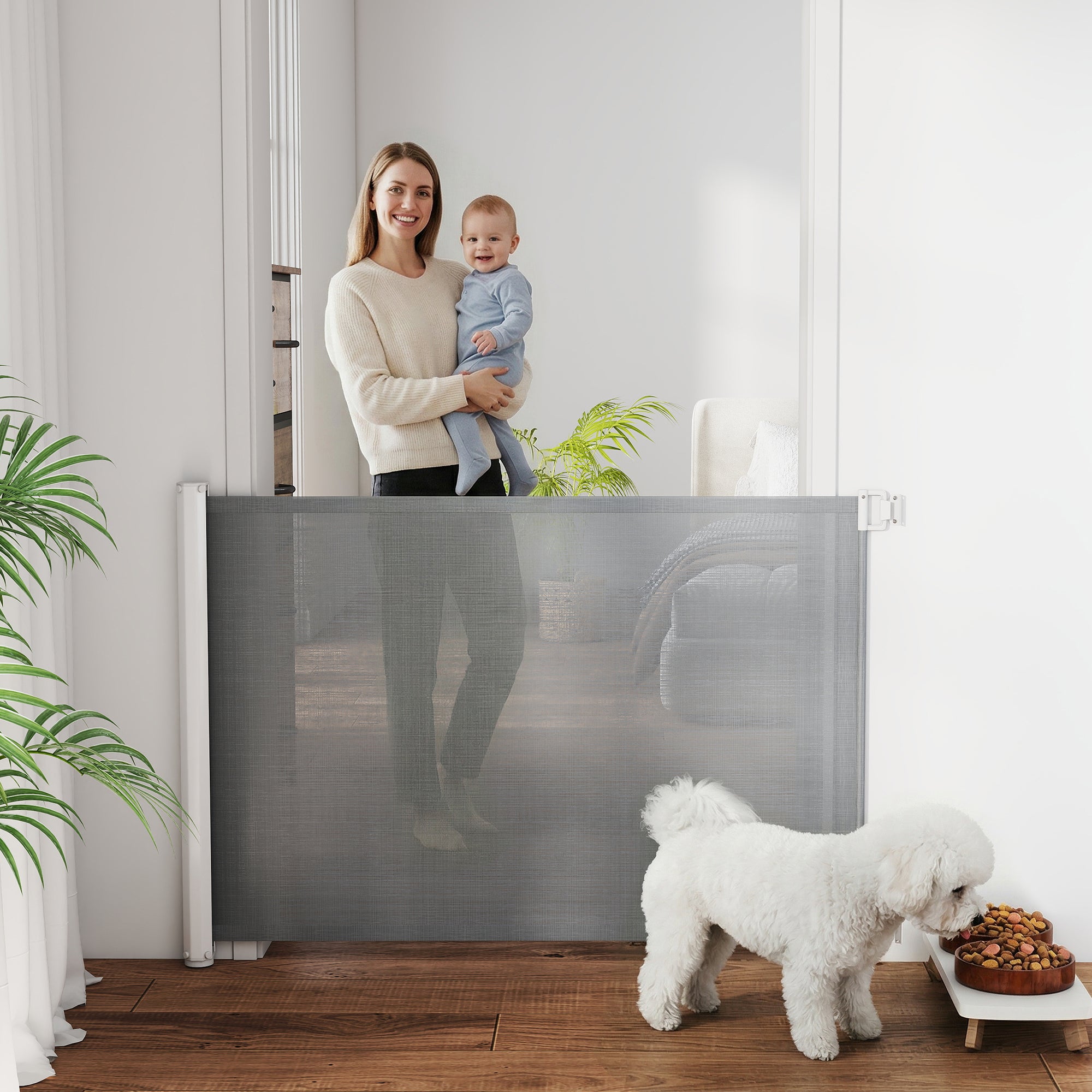 pawhut-barri-re-r-tractable-en-filet-82-5-cm-extensible-115-cm-grise image 3