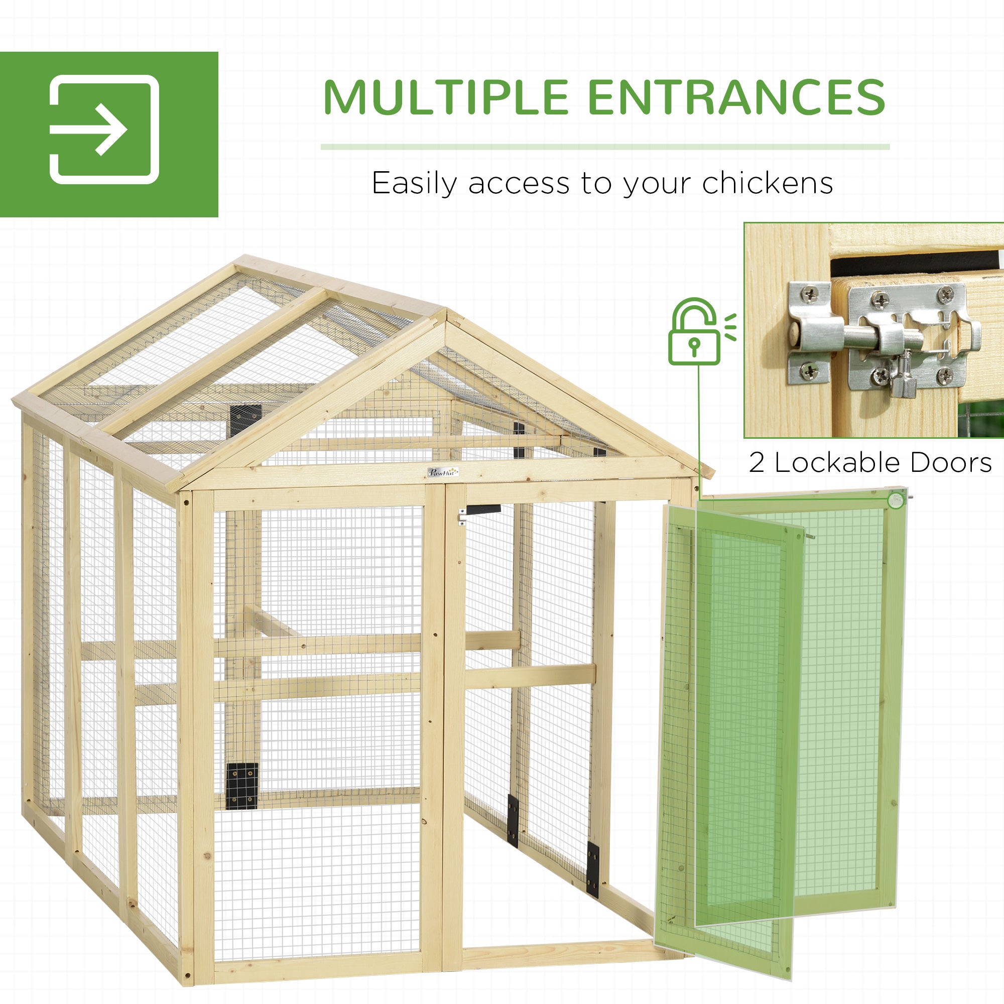 pawhut-parc-ext-rieur-pour-poules-avec-perchoirs-et-2-portes-1-3-poules-naturel image 7