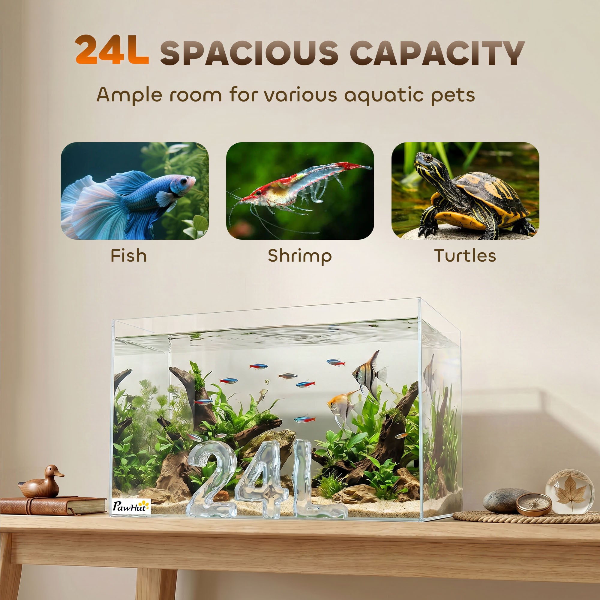 pawhut-aquarium-verre-24l-40x25x25cm-avec-tapis-de-protection-transparent image 8