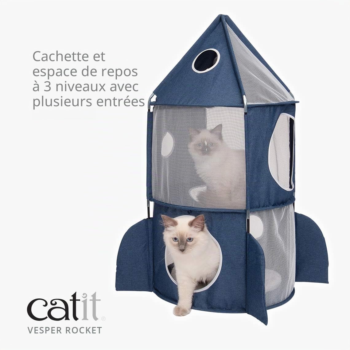 catit-vesper-fus-e-bleu-tour-de-jeu-fus-e-3-niveaux-pour-chat image 2