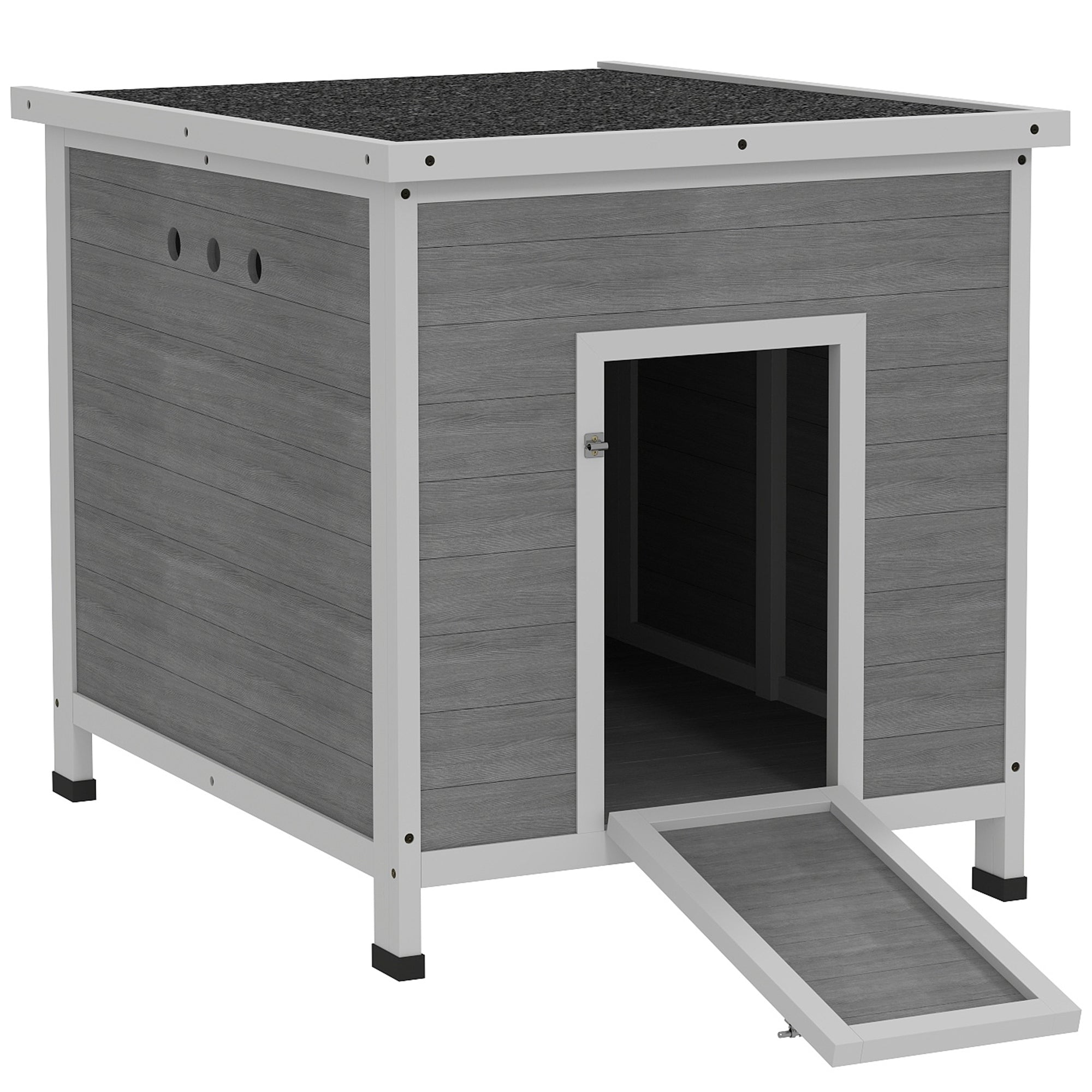 pawhut-maison-canards-2-4-canards-en-bois-double-portes-gris-clair image 2