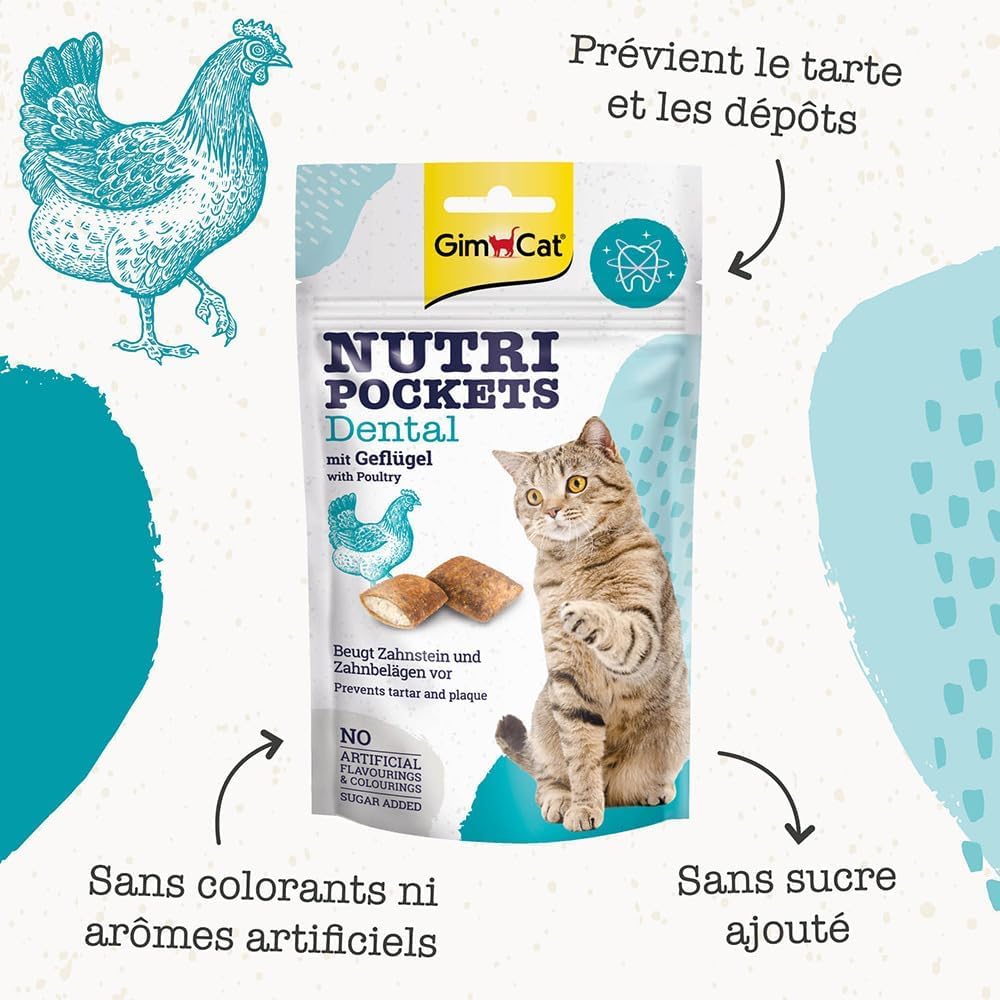 gimcat-nutri-pockets-dental-snack-chat-volaille-60-g image 3