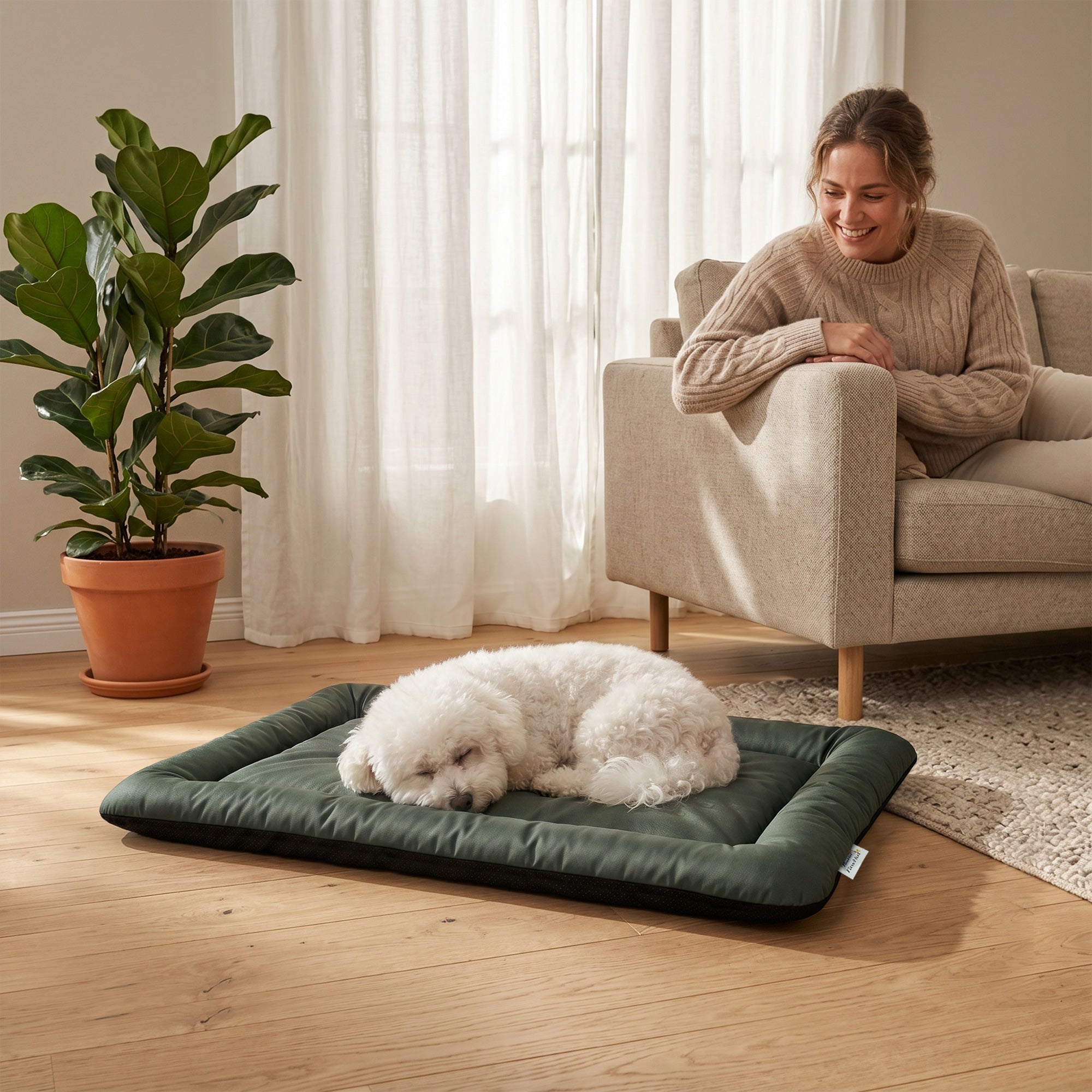 pawhut-lit-pliable-imperm-able-pour-chien-90-x-60-x-5-cm-oxford-vert image 3