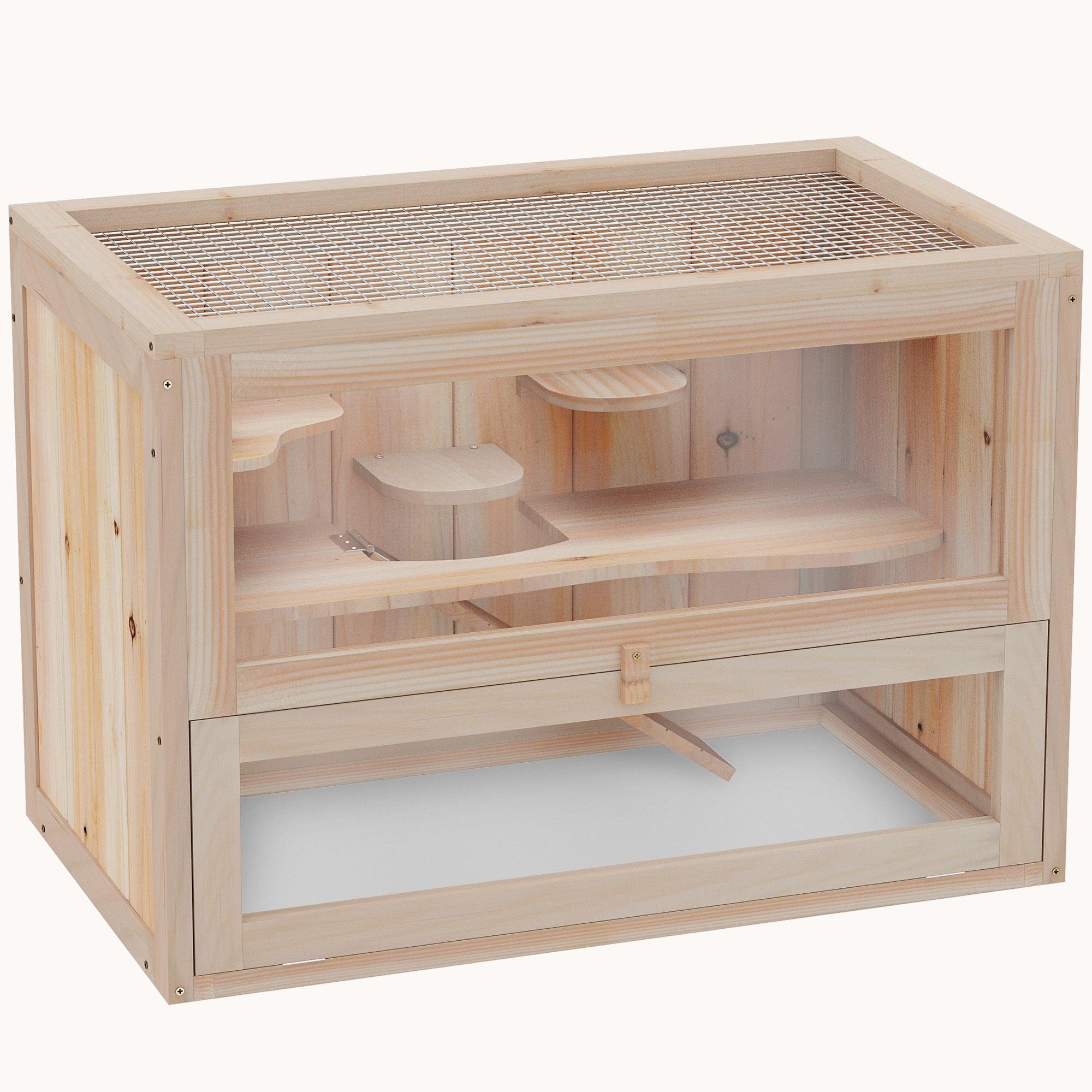 pawhut-cage-hamster-classique-naturelle-avec-porte-avant-23-5-x-13-75-x-16-5 image 1