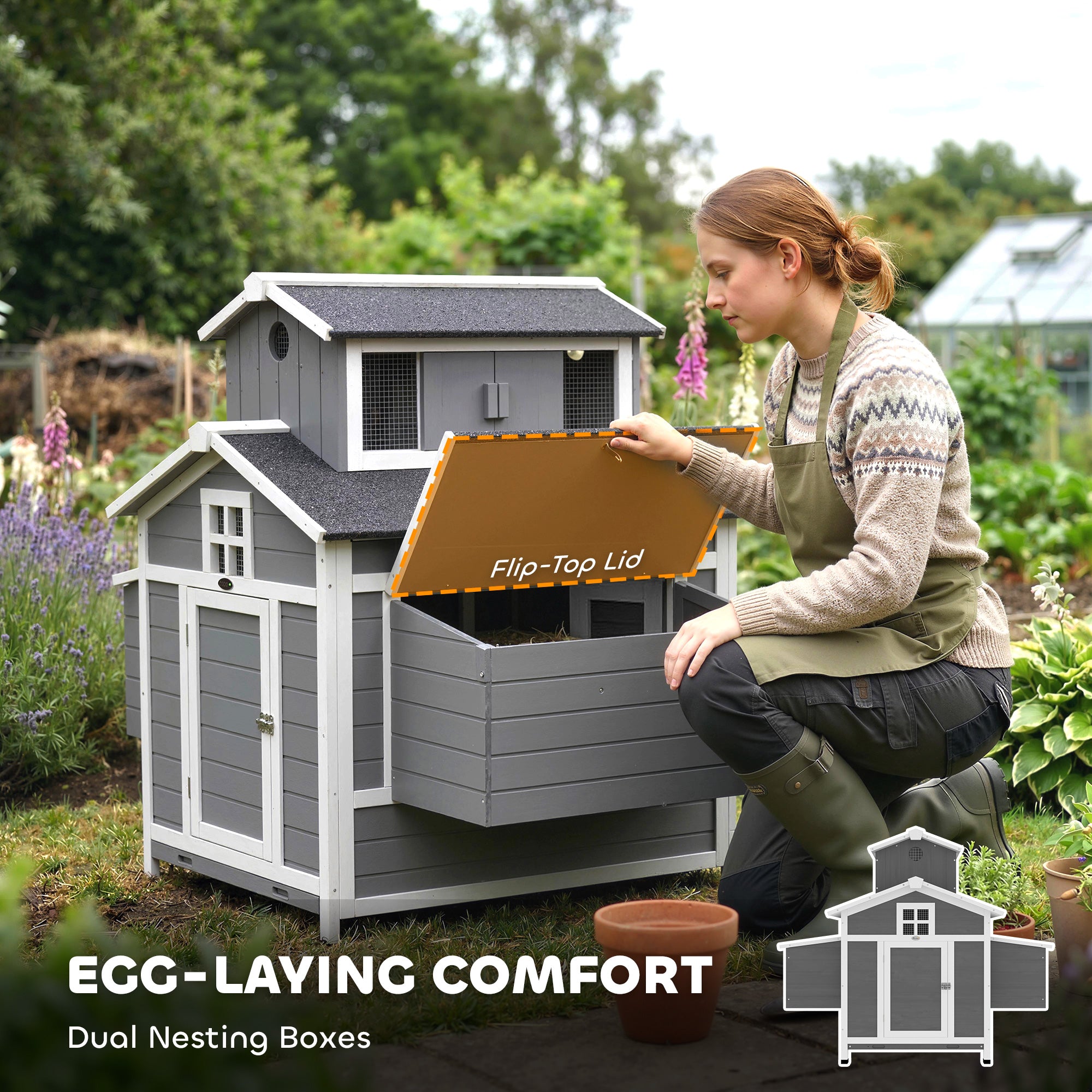 pawhut-poulailler-en-bois-2-poules-avec-pondoir-et-toit-imperm-able image 7