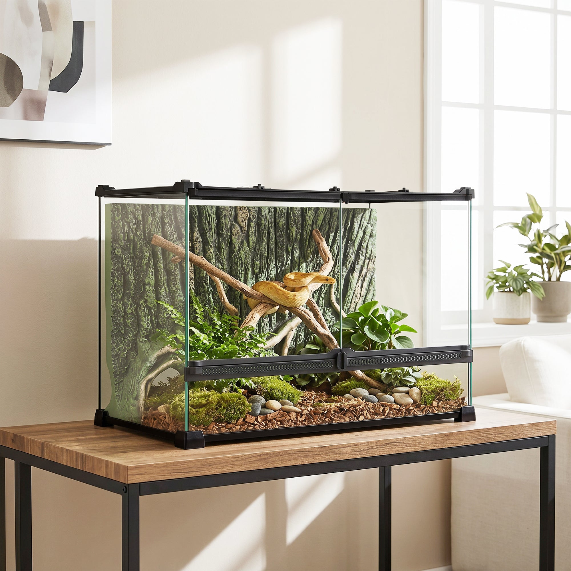 pawhut-terrarium-reptile-en-verre-50-x-30-x-35-cm-avec-fond-corce-noir image 4
