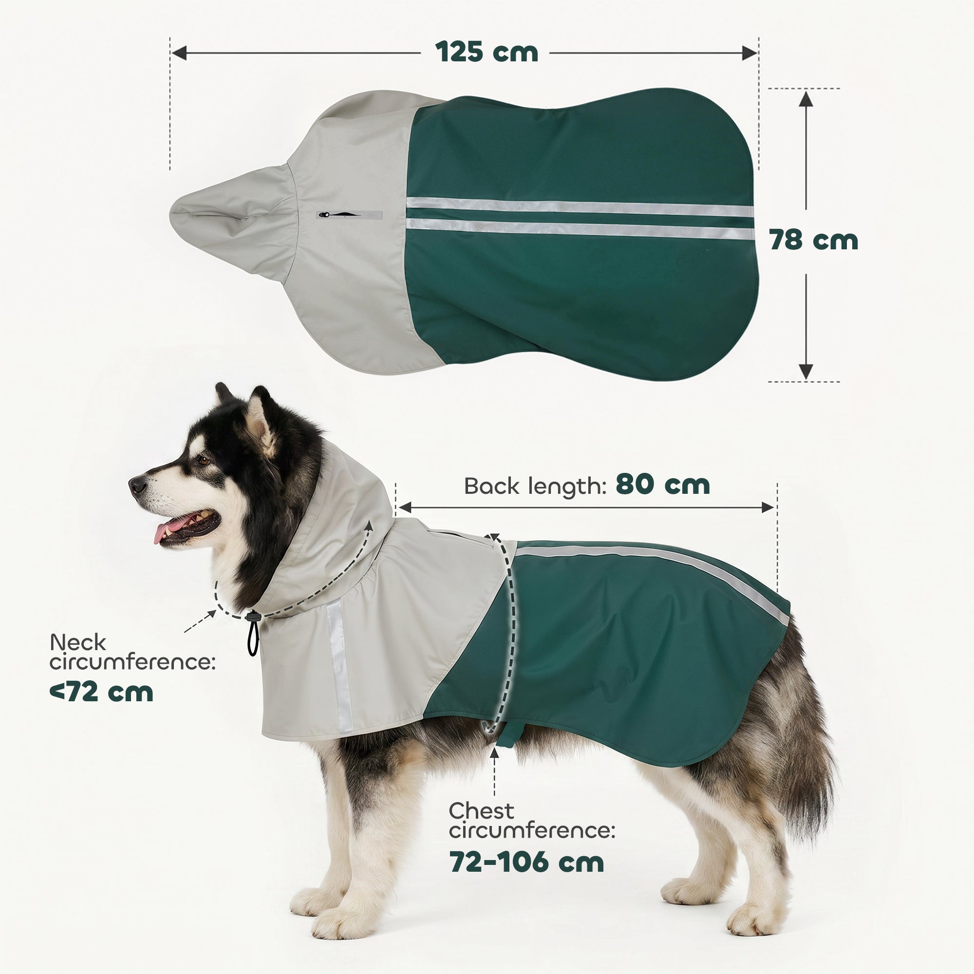 pawhut-imperm-able-chien-xl-vert-avec-capuche-bandes-r-fl-chissantes-et-trou-lai image 5