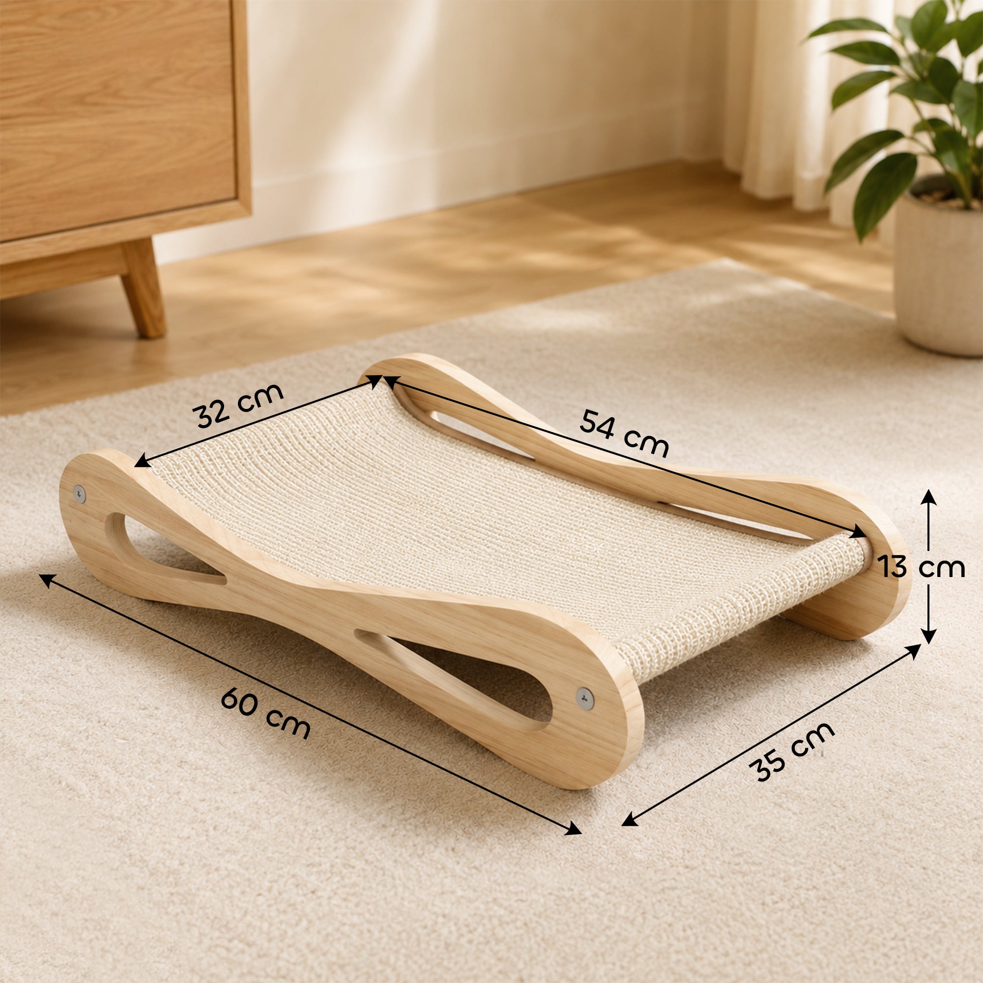 pawhut-lit-griffoir-2-en-1-sisal-avec-transat-bois-de-pin-60-x-35-x-13-cm-blanc- image 5