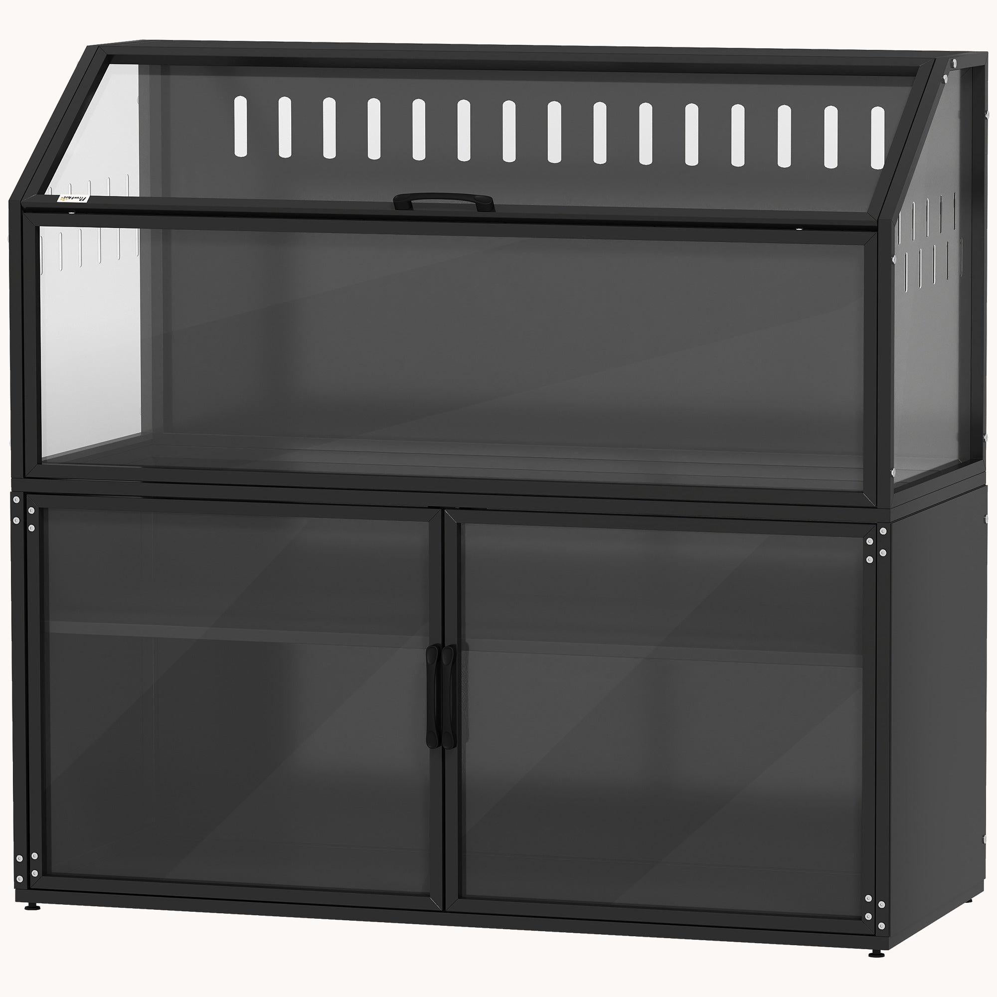 pawhut-cage-hamster-noire-avec-meuble-de-rangement-panneaux-acryliques-et-toit-o image 2