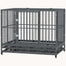 pawhut-cage-chien-robuste-43-roulettes-verrouillables-double-porte-gris image 2