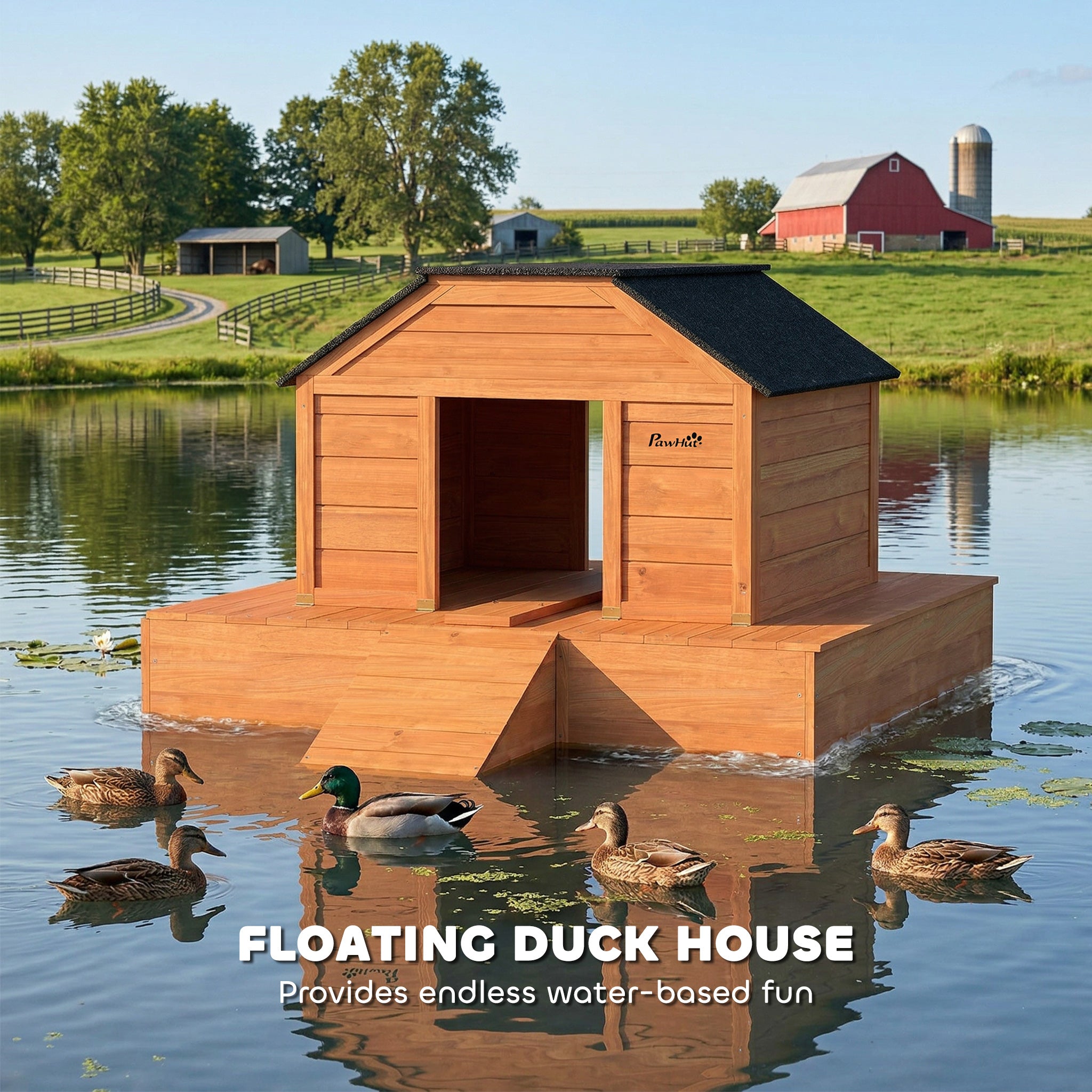 pawhut-maison-flottante-pour-canards-1-2-canards-toit-asphalte-orange image 6
