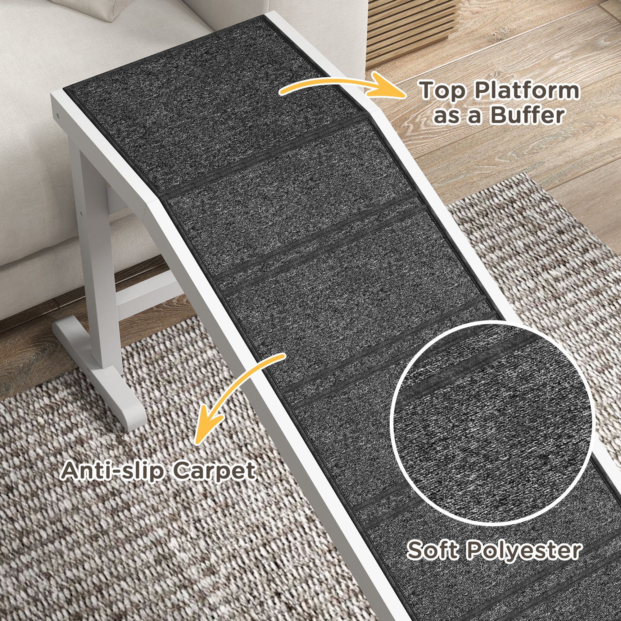 pawhut-rampe-pour-chien-bois-cerisier-pliable-antid-rapante-avec-plateforme image 8