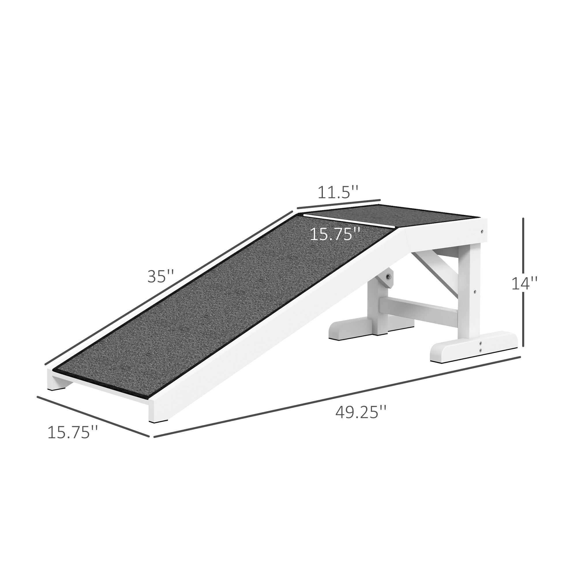 pawhut-rampe-chien-pour-lit-124-cm-avec-tapis-antid-rapant-et-plateforme-blanche image 6