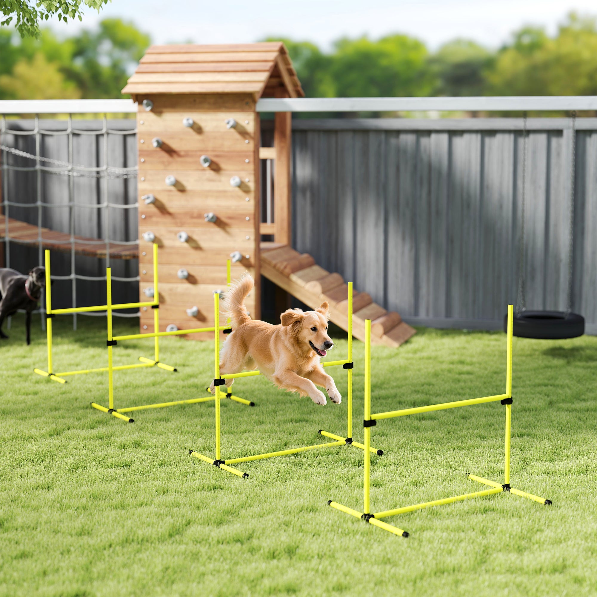 pawhut-kit-agility-chien-6-pi-ces-haies-r-glables-jaune image 4