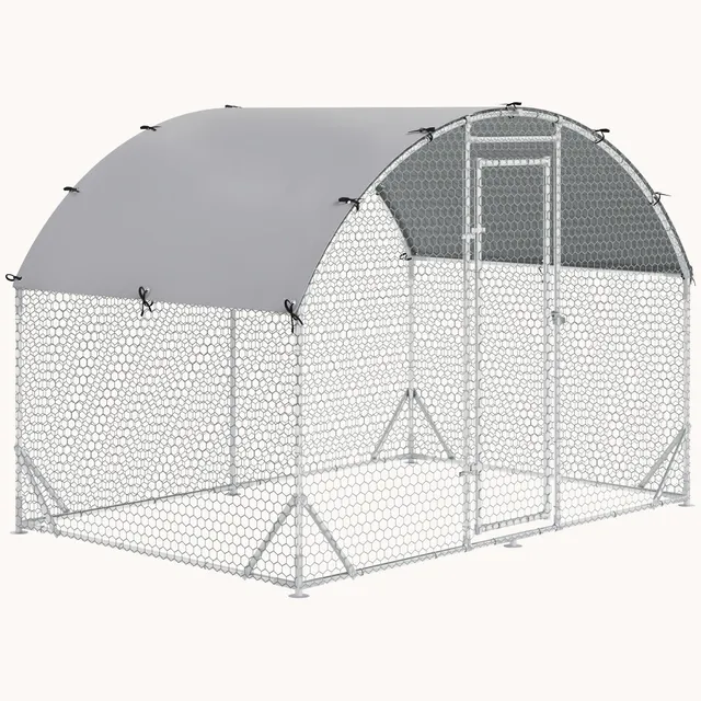 pawhut-grand-poulailler-enclos-9-2-x-6-2-x-6-5-m-tal-avec-b-che-imperm-able-anti image 1