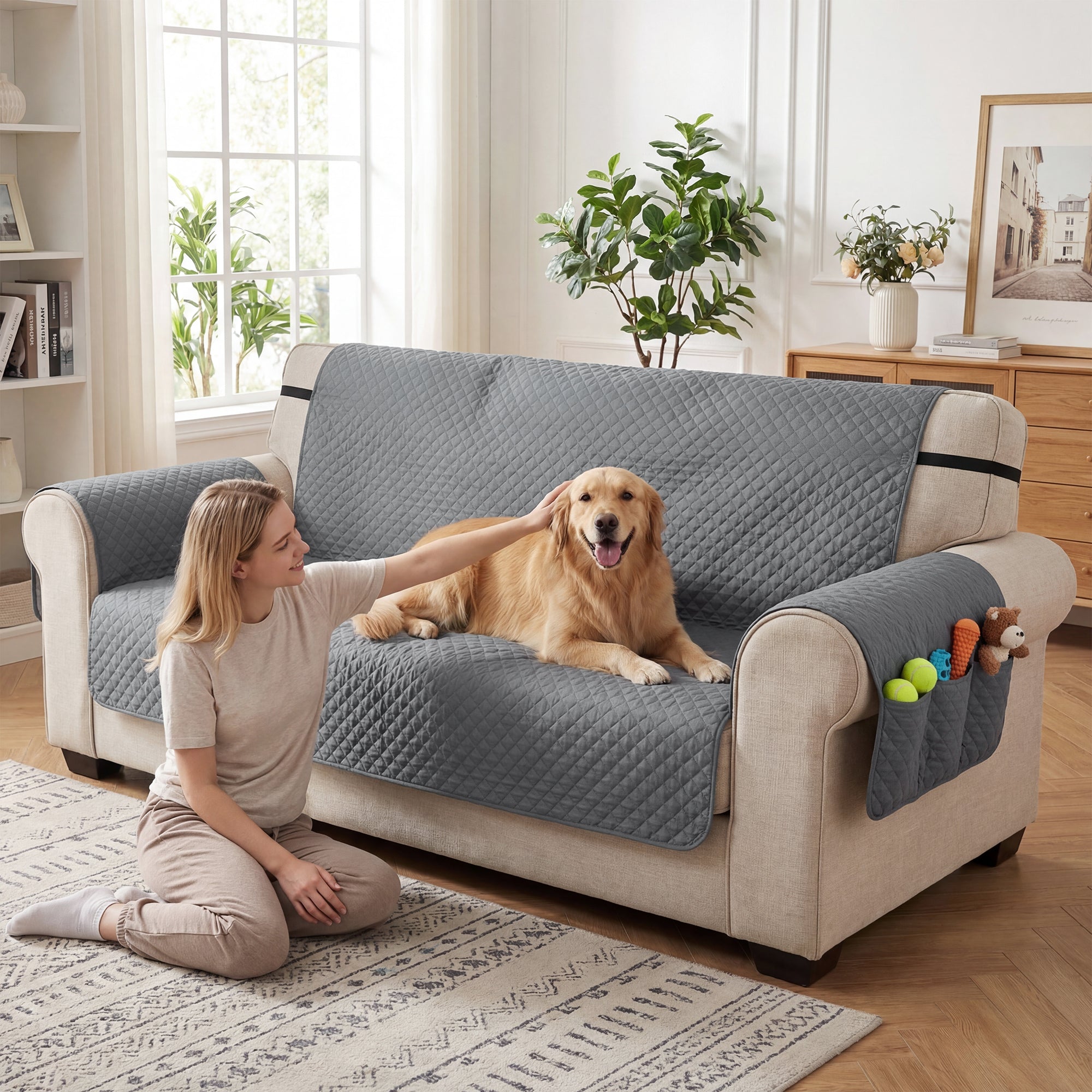 pawhut-housse-de-canap-3-places-imperm-able-gris-pour-chiens-et-chats image 4
