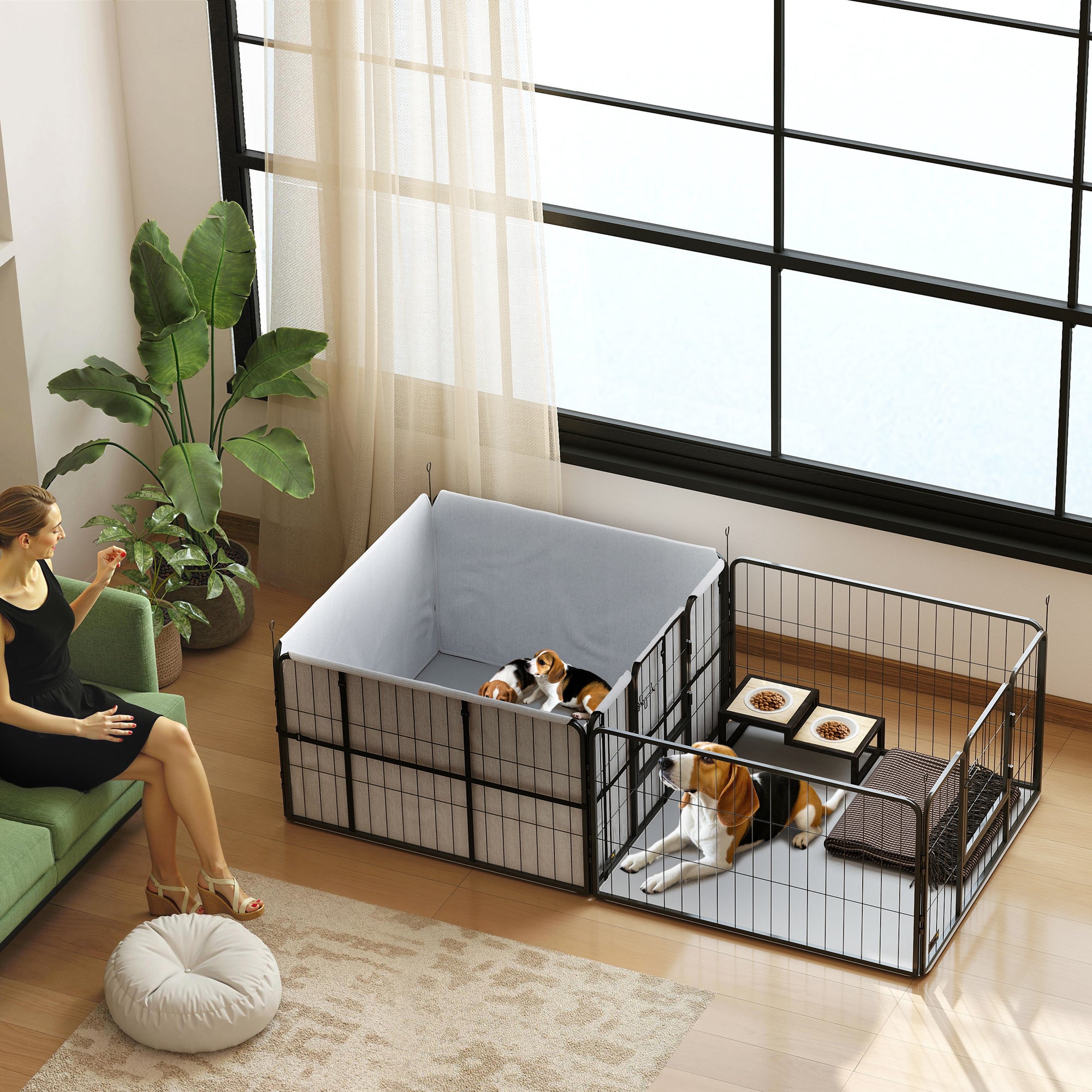 pawhut-caisse-de-mise-bas-modulable-avec-housse-et-tapis-pour-chien image 3