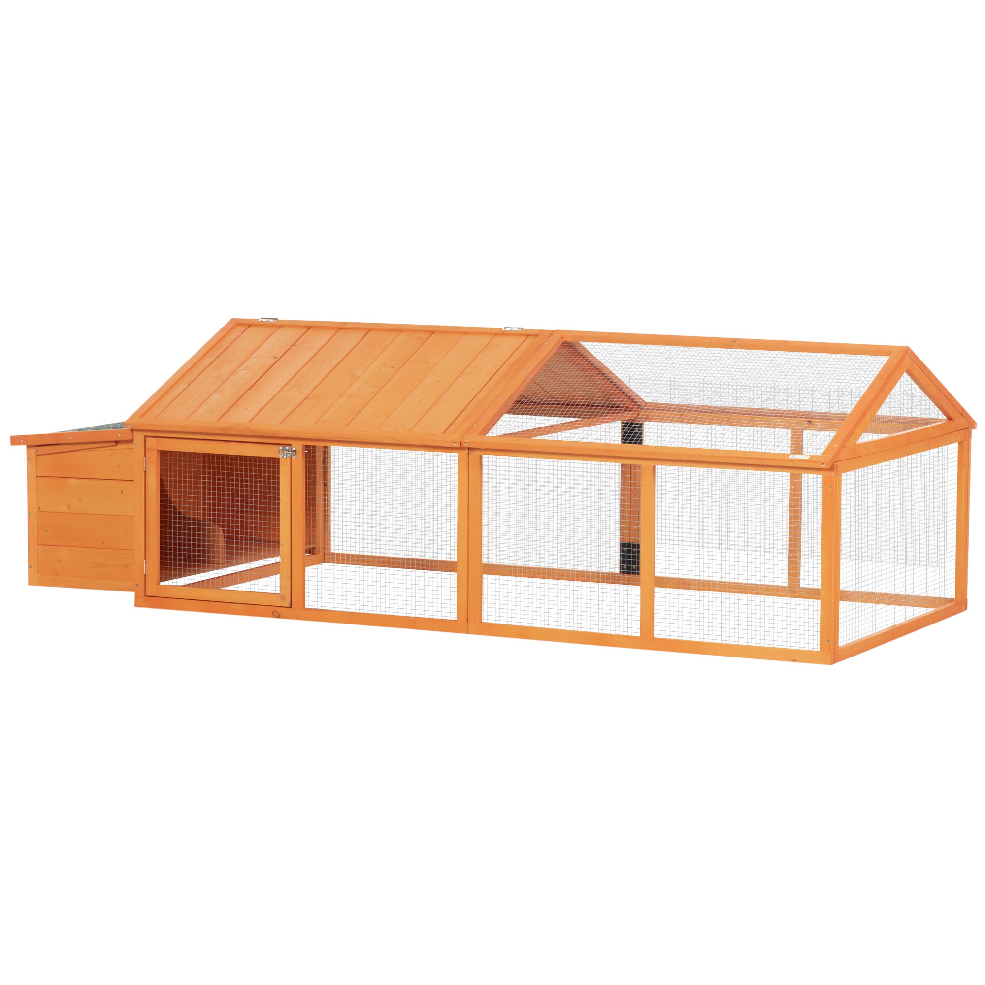 pawhut-poulailler-grand-enclos-95-pouces-avec-pondoir-et-toit-relevable-orange image 2