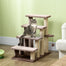 pawhut-escalier-pour-chat-4-marches-tapis-avec-griffoirs-et-balle-marron image 4