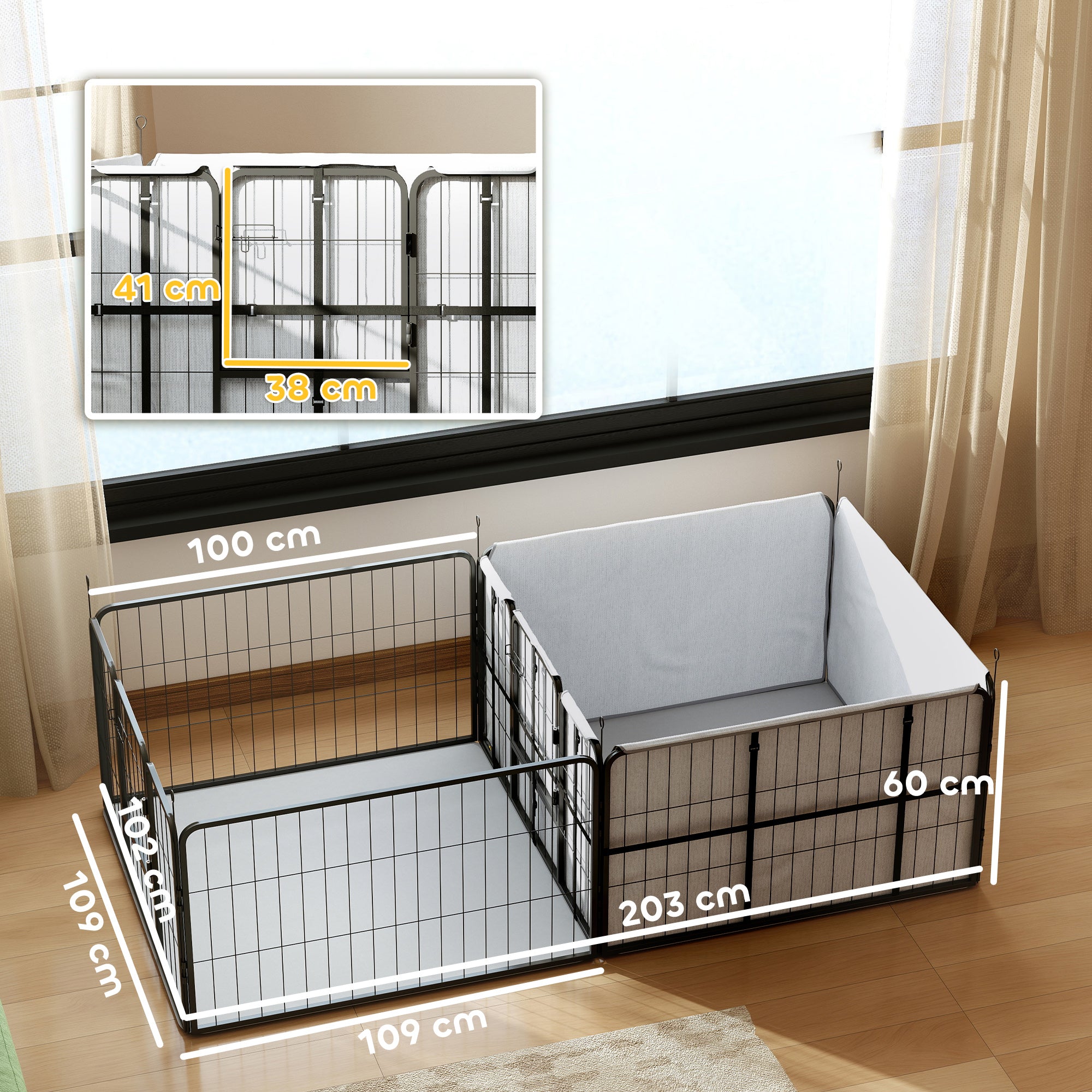 pawhut-caisse-de-mise-bas-modulable-avec-housse-et-tapis-pour-chien image 5