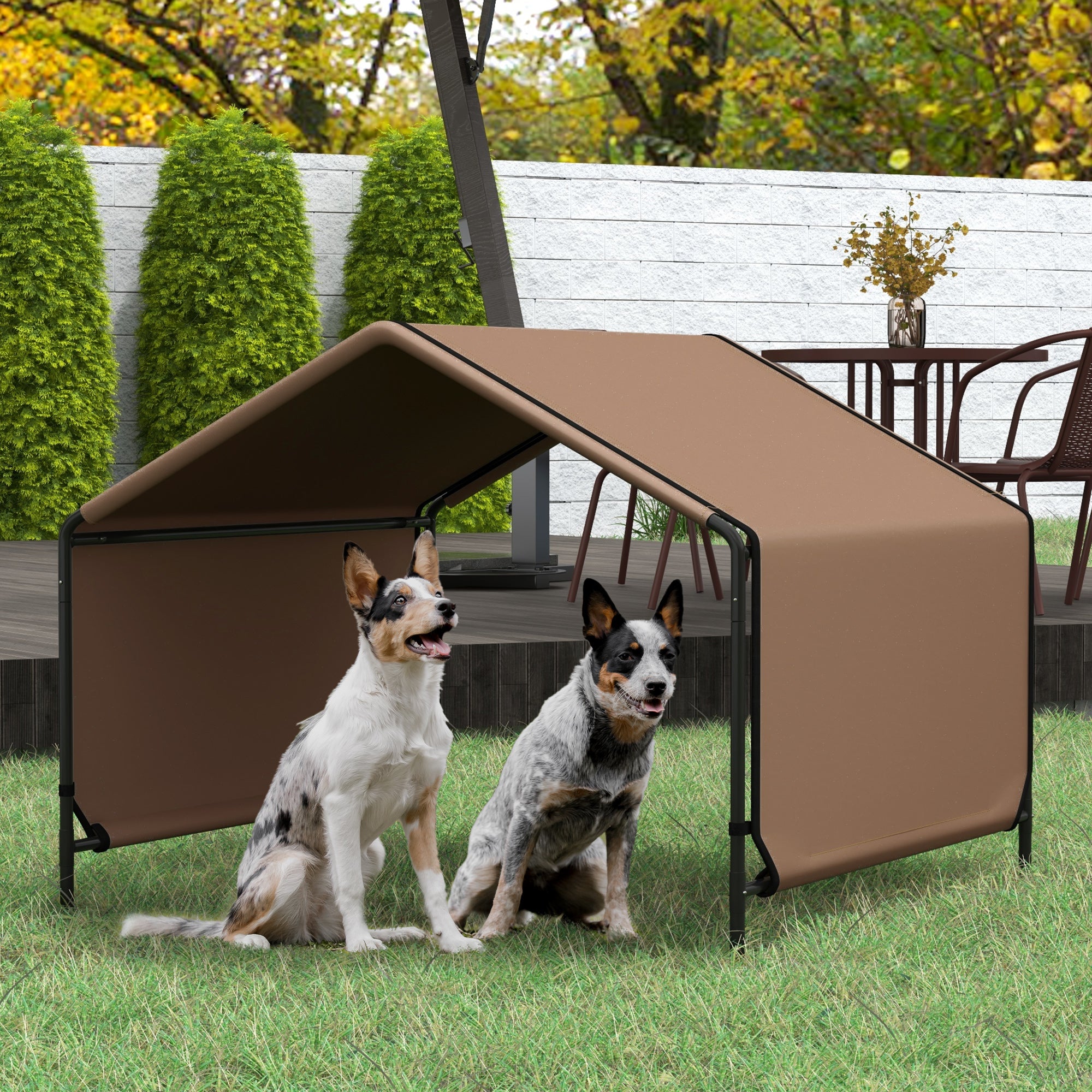 pawhut-tente-d-ombre-pour-chien-portable-hydrofuge-marron image 4