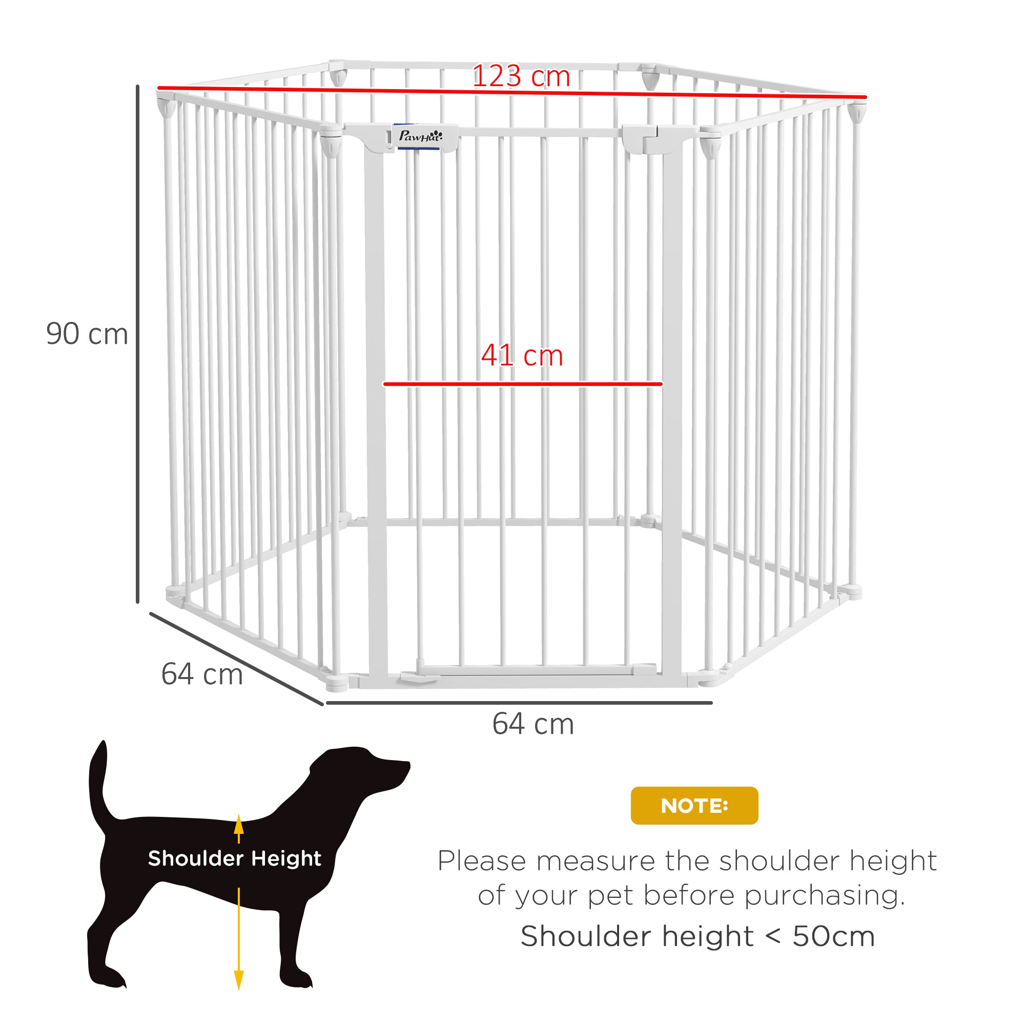 pawhut-parc-pour-chien-6-panneaux-90-cm-barri-re-murale-blanche-avec-verrouillag image 5