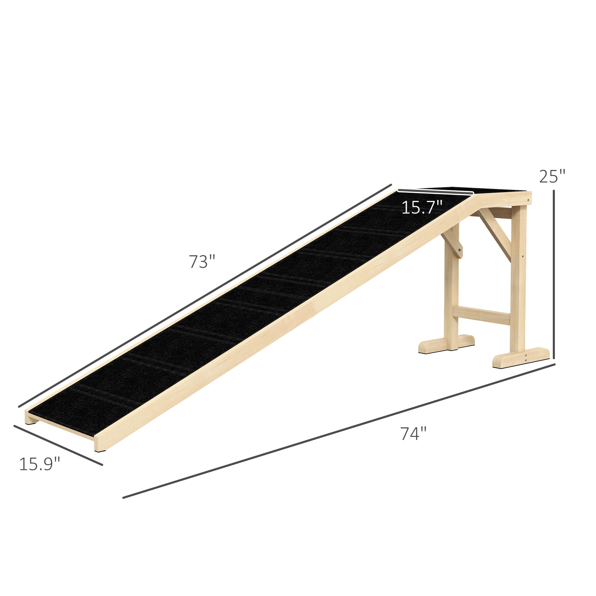 pawhut-rampe-pour-chien-74-x16-x25-avec-tapis-antid-rapant-et-plateforme-naturel image 6