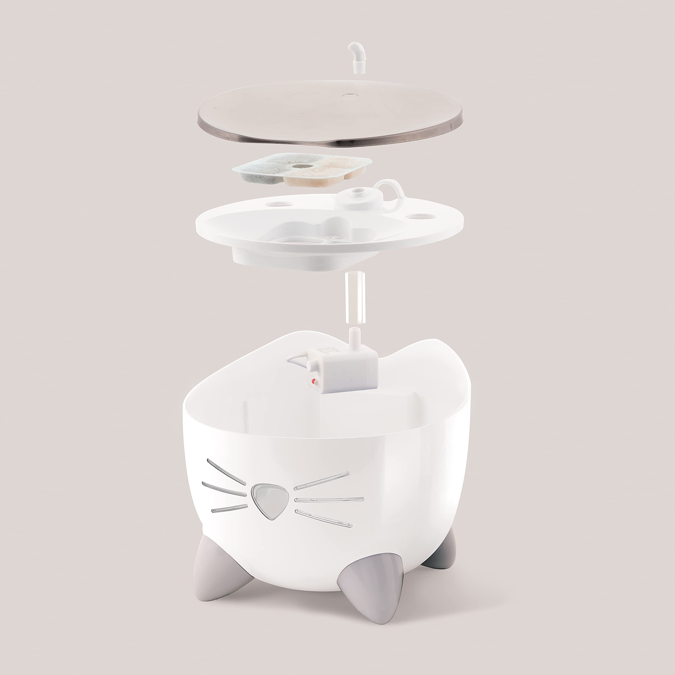 catit-pixi-fontaine-eau-en-acier-inoxydable-pour-chat-2-5-l-blanc image 3