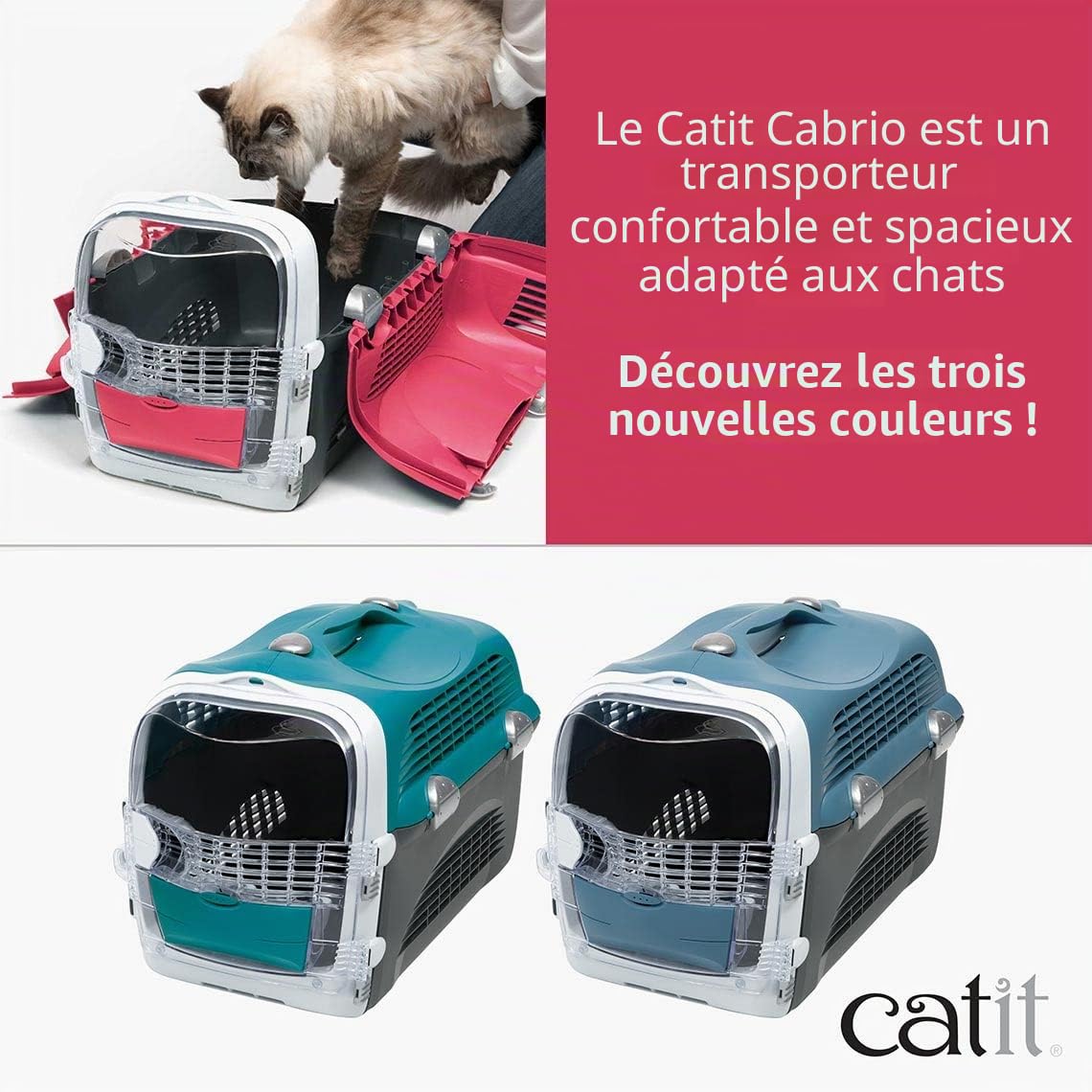 catit-cabrio-cage-de-transport-pour-chat-rouge-cerise image 5
