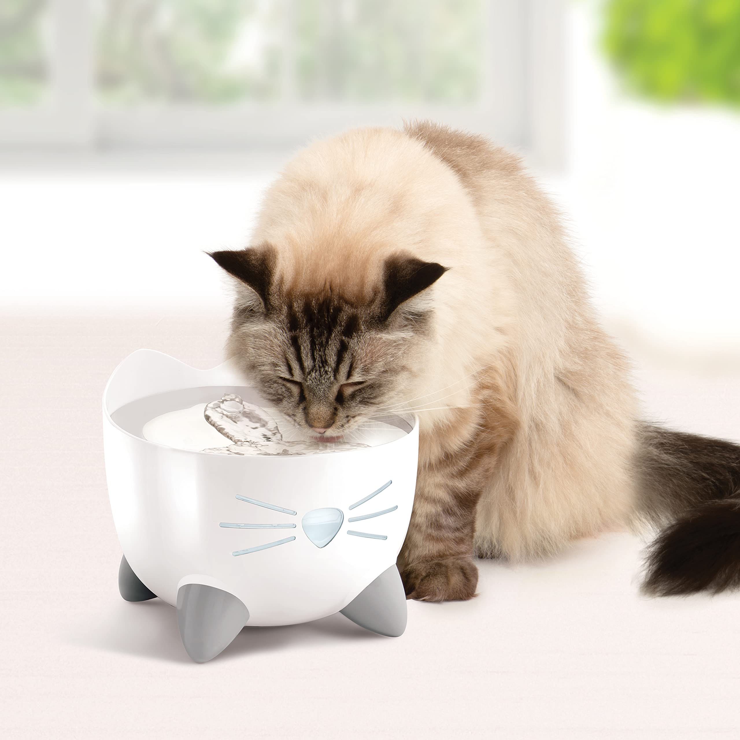 catit-pixi-fontaine-eau-en-acier-inoxydable-pour-chat-2-5-l-blanc image 2