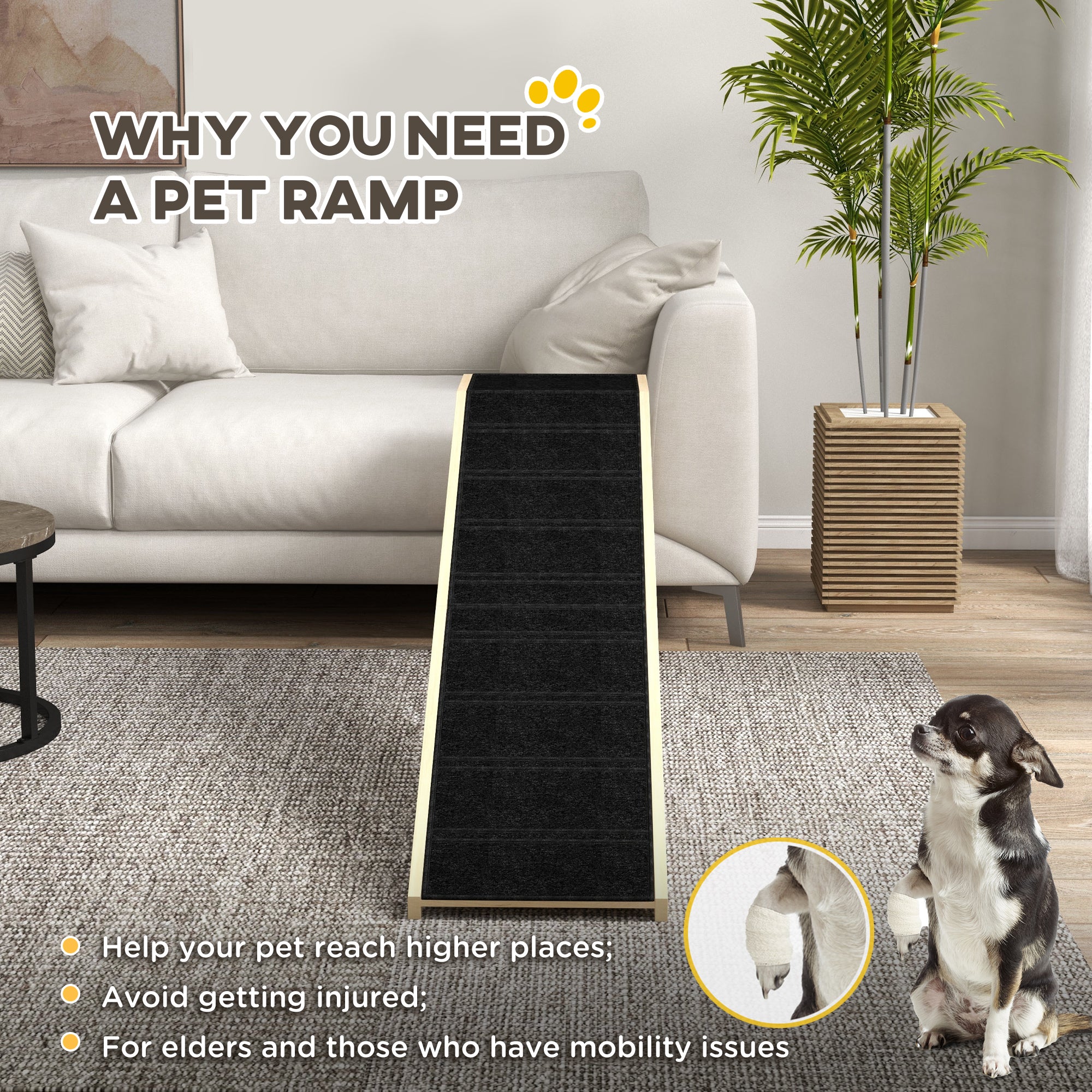 pawhut-rampe-pour-chien-74-x16-x25-avec-tapis-antid-rapant-et-plateforme-naturel image 8