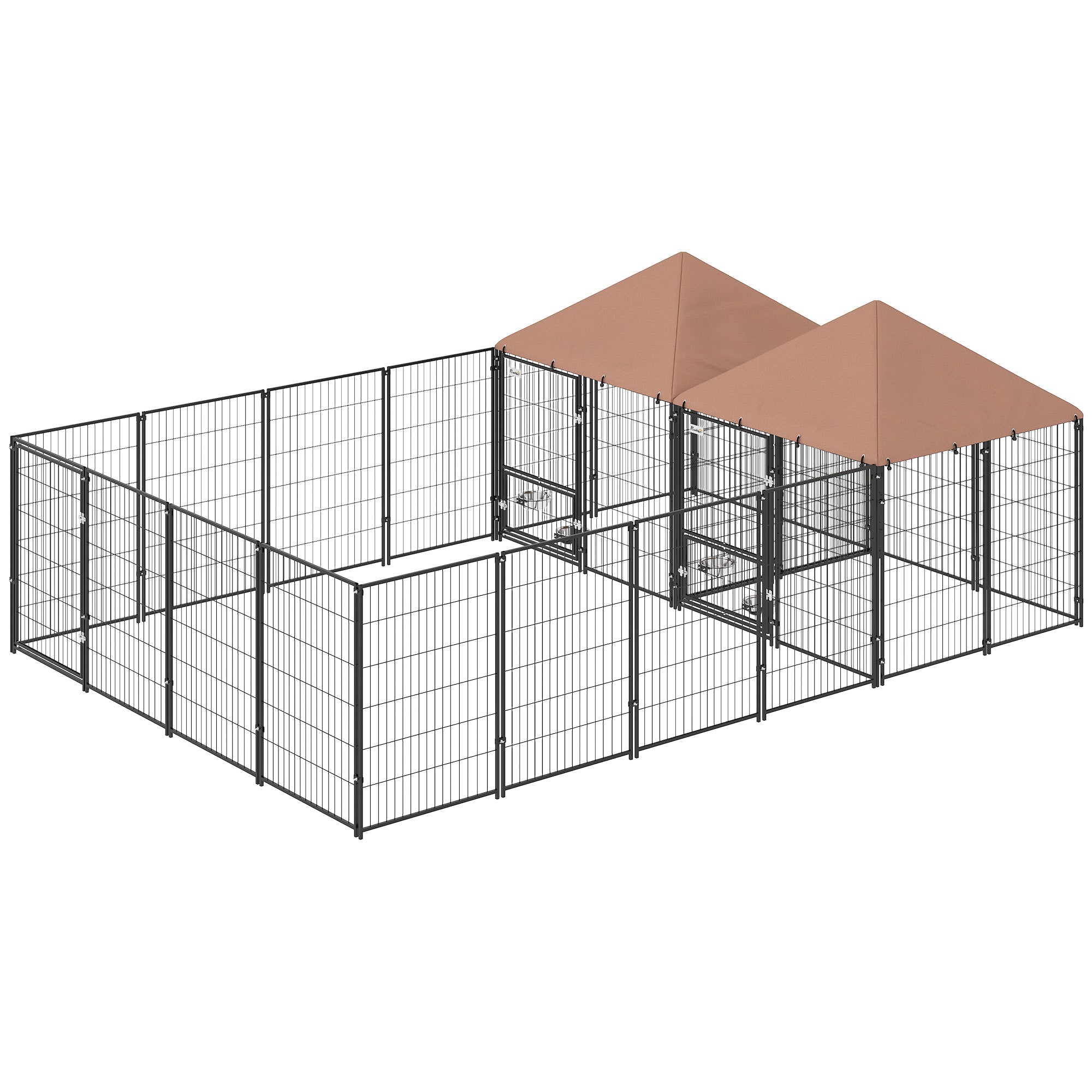 pawhut-chenil-ext-rieur-pour-chien-2-pi-ces-avec-gamelles-et-toit-imperm-able-ca image 2