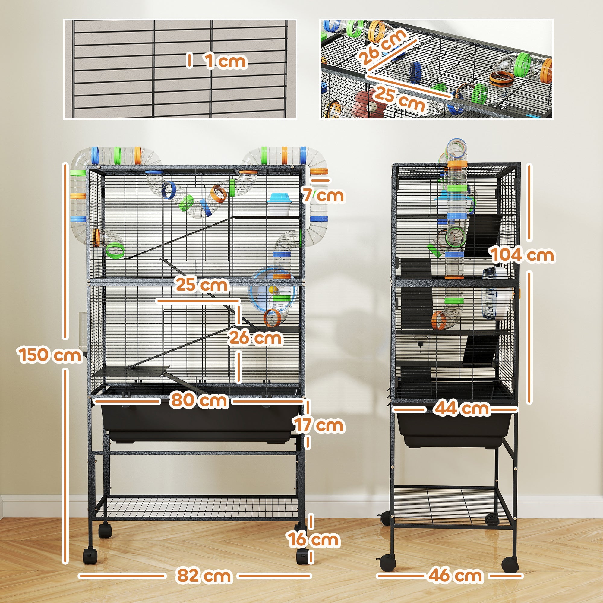 pawhut-cage-hamster-gerbille-5-niveaux-color-e-avec-rangement-et-roulettes image 5