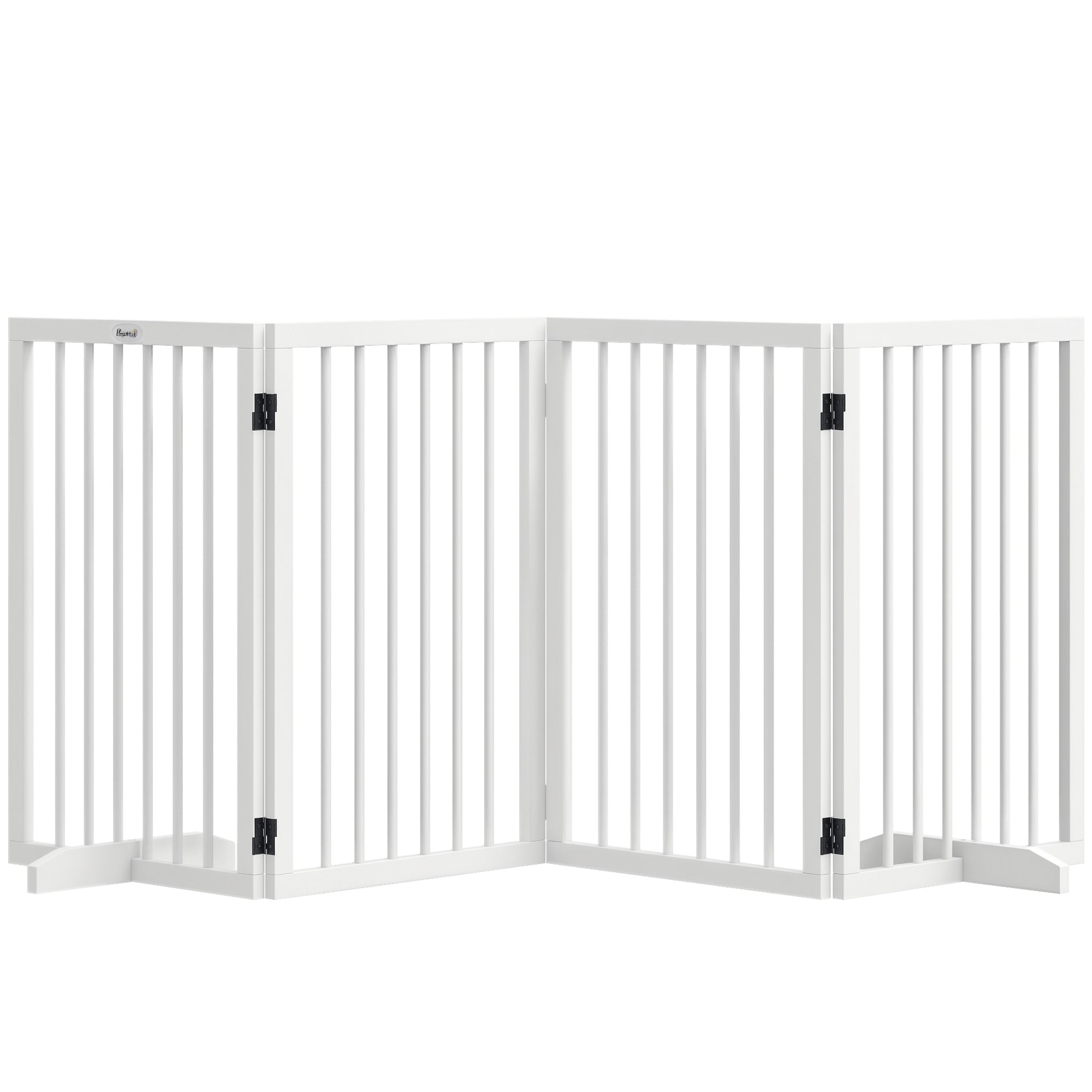 pawhut-barri-re-pour-chiens-4-panneaux-bois-pliable-blanc-autoportante image 1