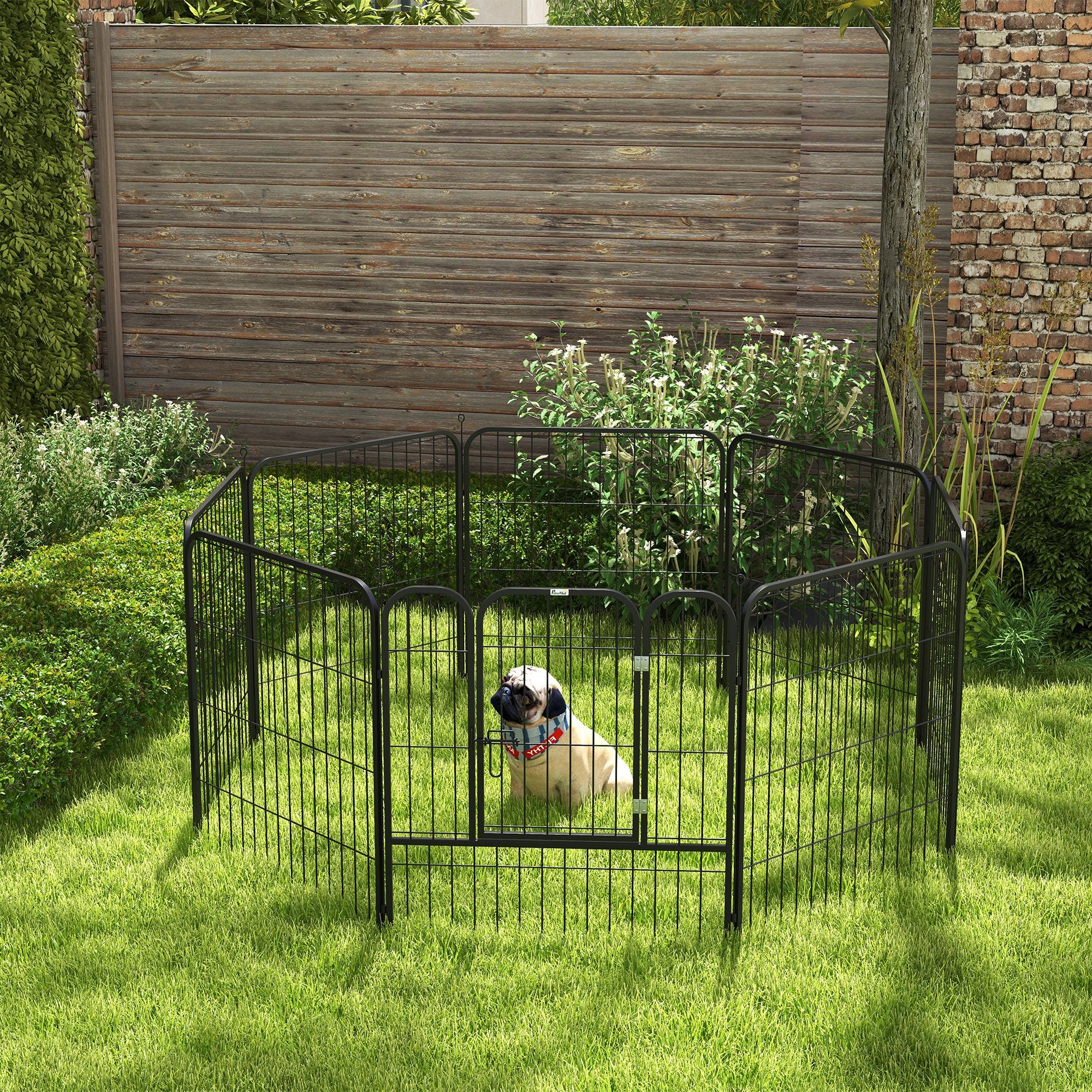 pawhut-parc-pour-chien-8-panneaux-80-cm-m-tal-avec-porte-int-rieur-ext-rieur image 3