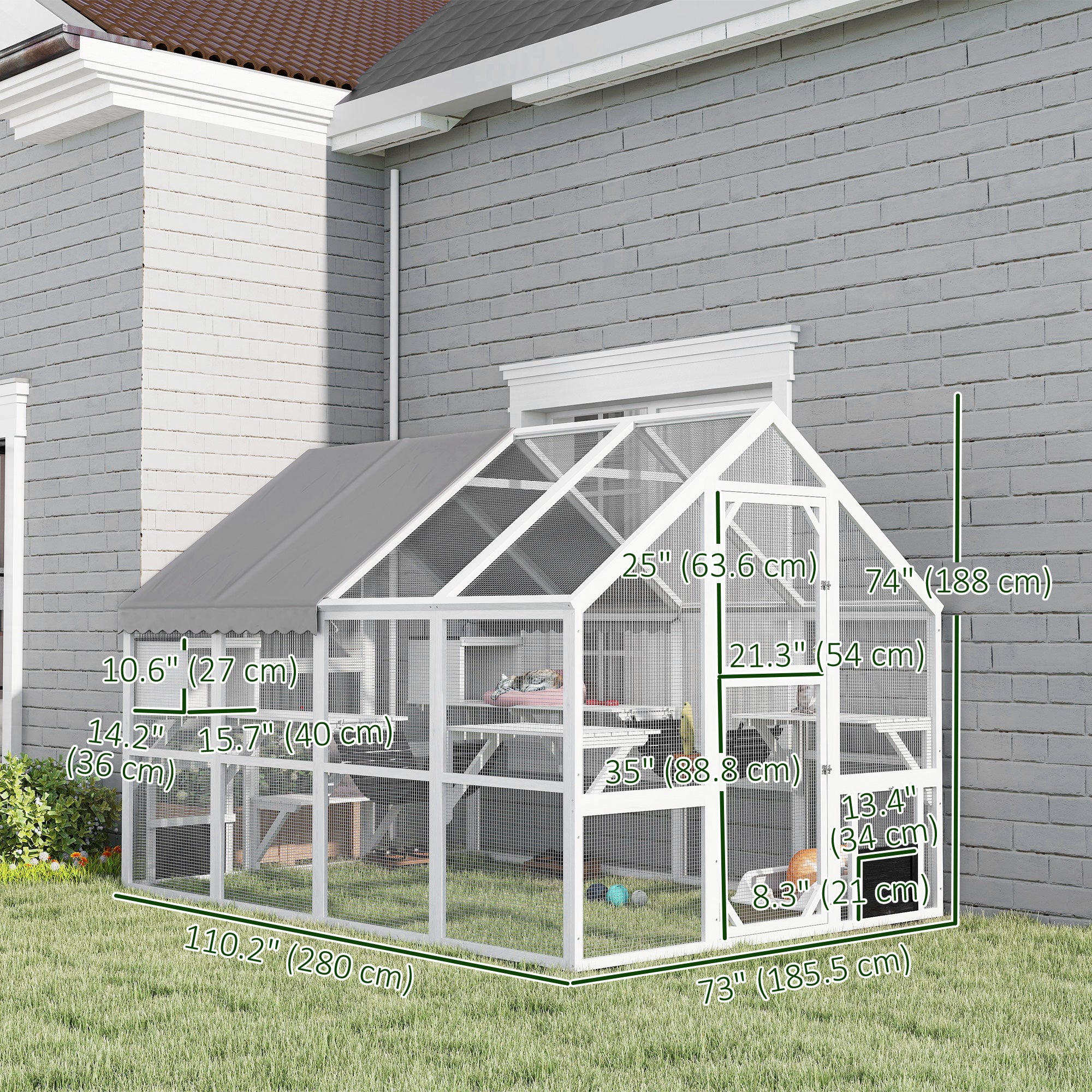 pawhut-catio-enclos-ext-rieur-blanc-xxl-avec-plateformes-ponts-et-toit-imperm-ab image 5