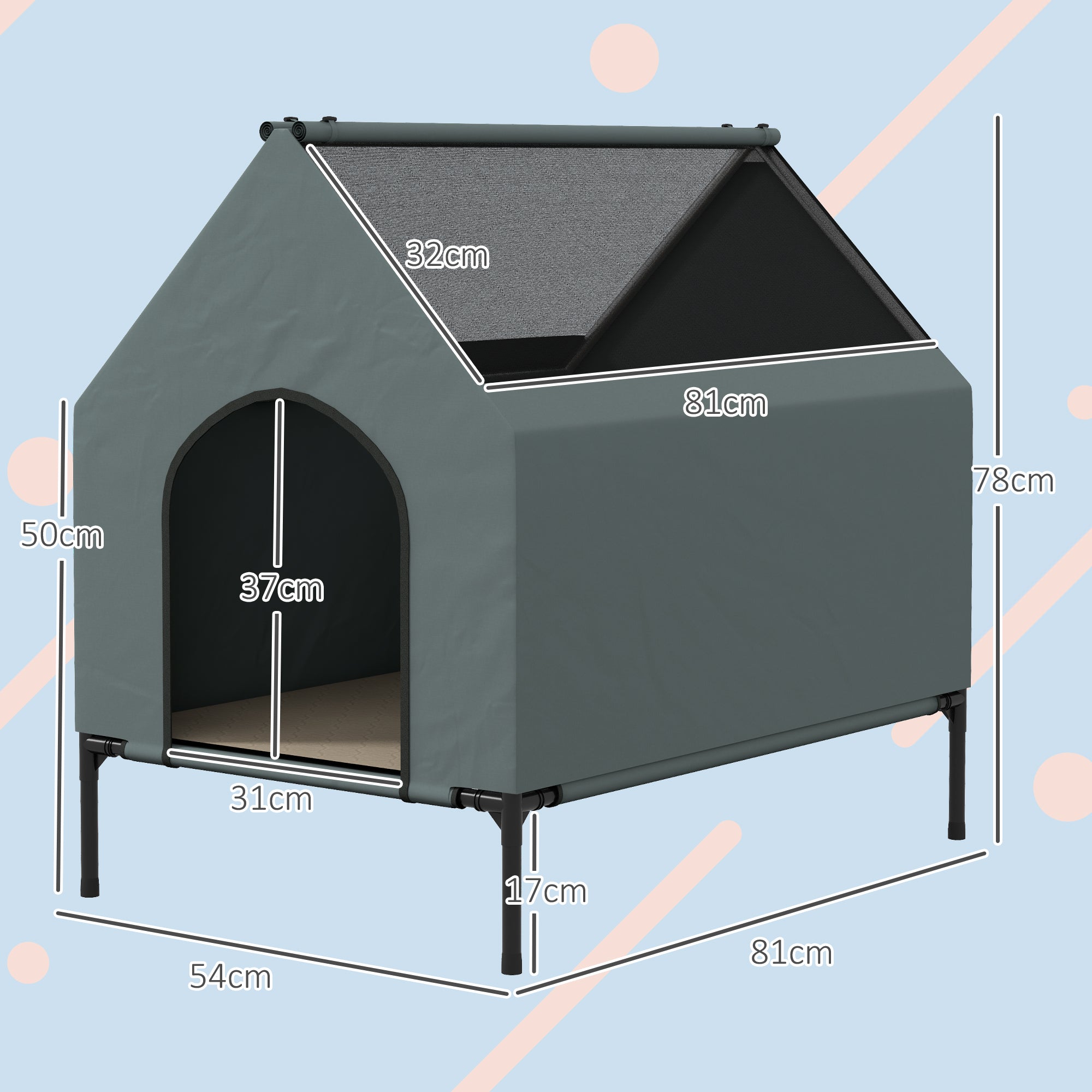 pawhut-niche-chien-d-ext-rieur-sur-lev-e-convertible-en-lit-de-camping-gris image 5