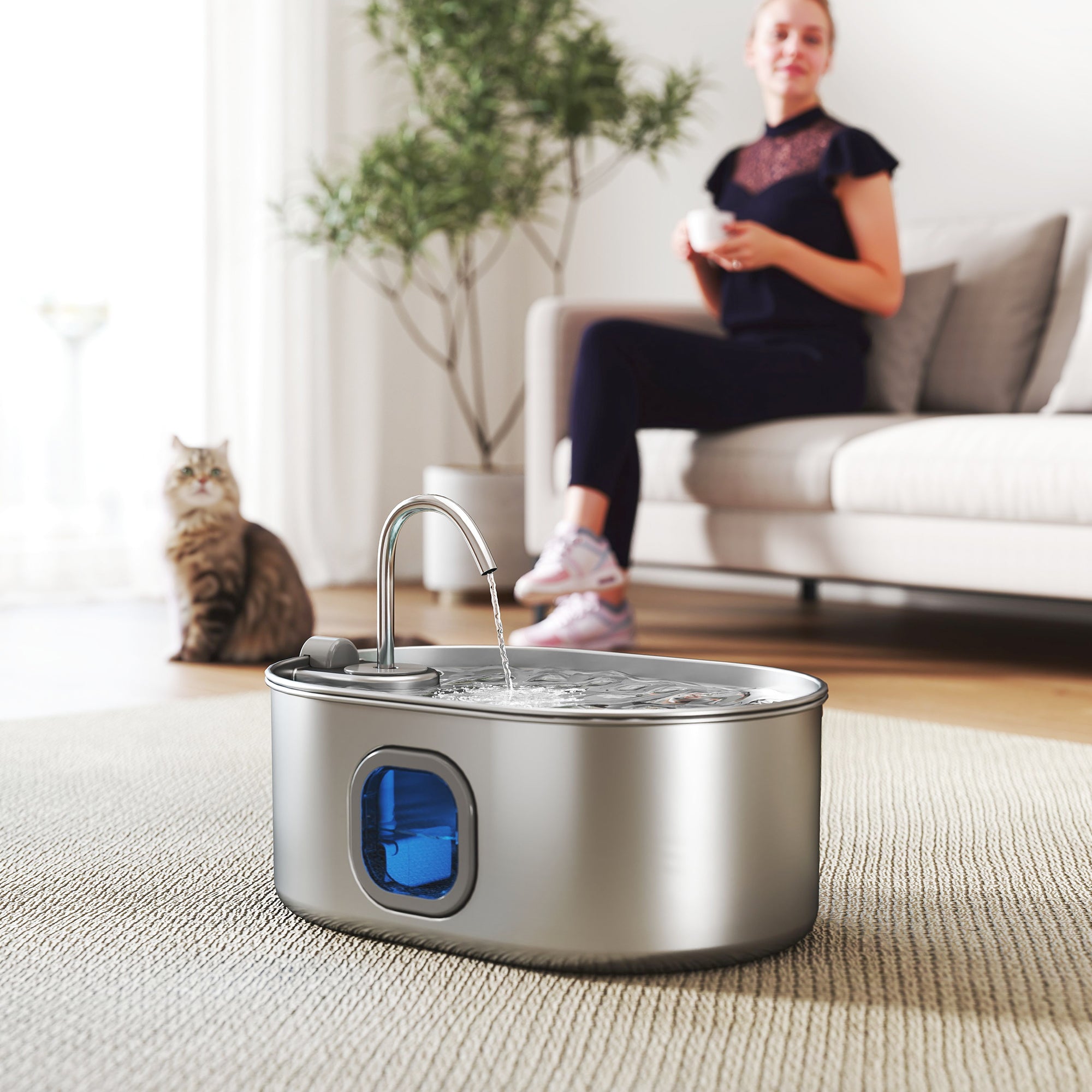pawhut-fontaine-eau-7l-en-inox-avec-filtres-et-pompe-silencieuse-pour-chat-et-ch image 3