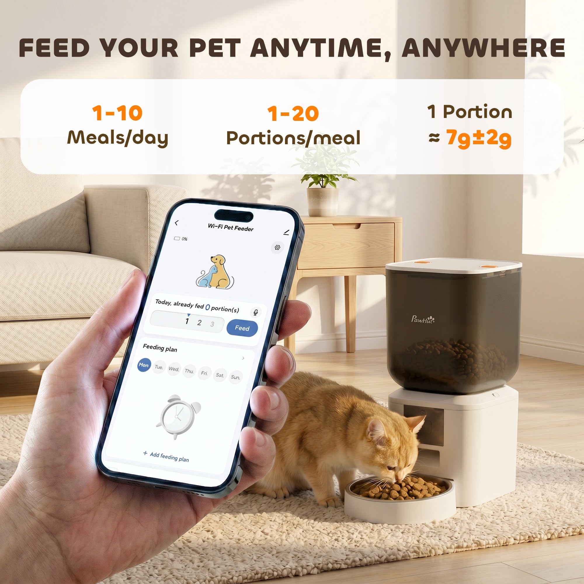 pawhut-distributeur-croquettes-chat-automatique-wifi-8l-avec-appel-repas image 6