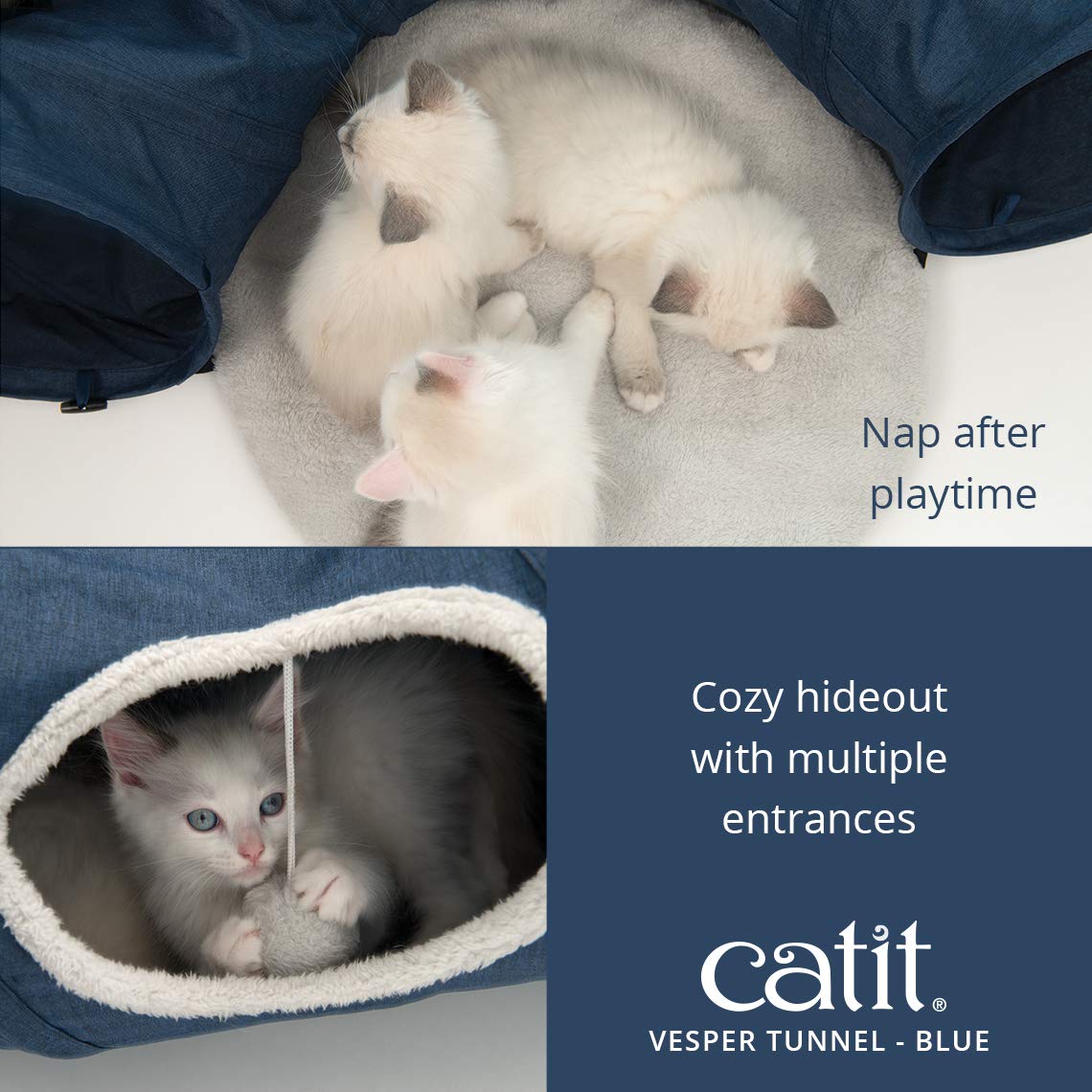 catit-vesper-tunnel-avec-lit-pour-chat-bleu-68-x-97-x-28-cm image 3