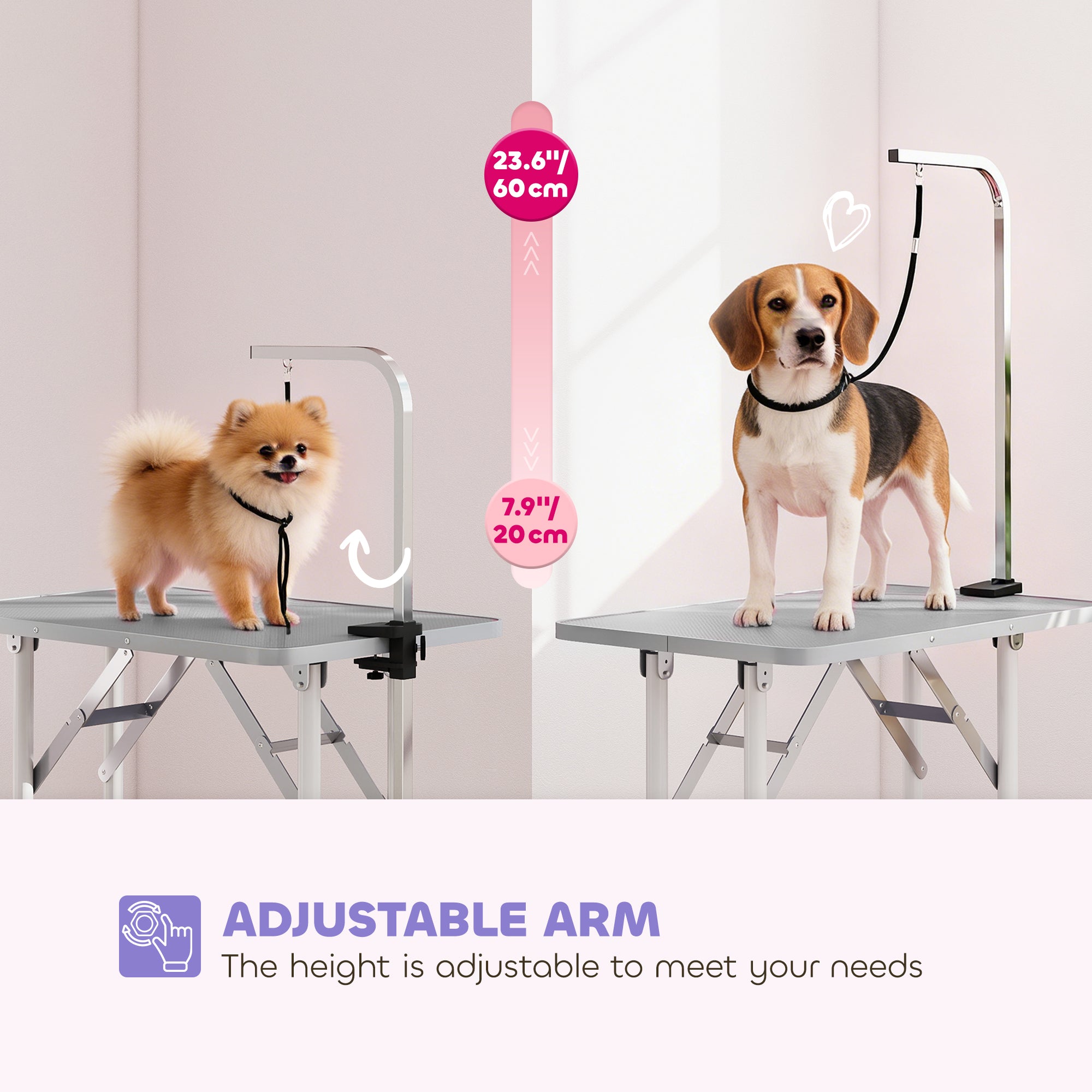 pawhut-table-de-toilettage-pliable-32-pouces-pour-chiens-petits-et-moyens-bras-r image 6